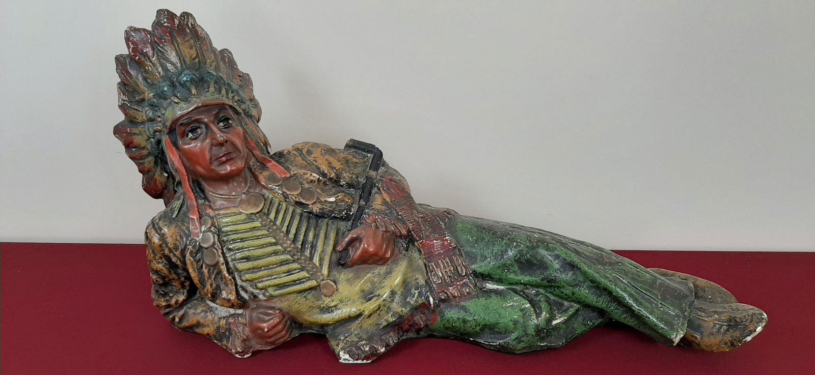 12" Chalk Reclining Indian Sculpture (1 of 2)