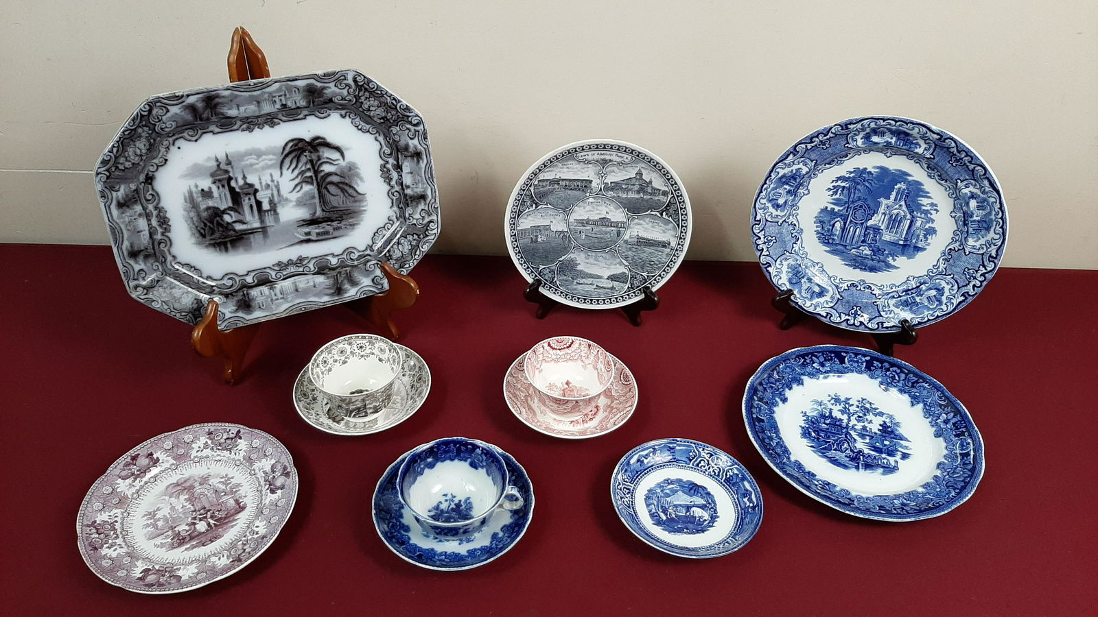 12 Pcs Transferware incl. E. Challinor "Calcutta" (1 of 19)