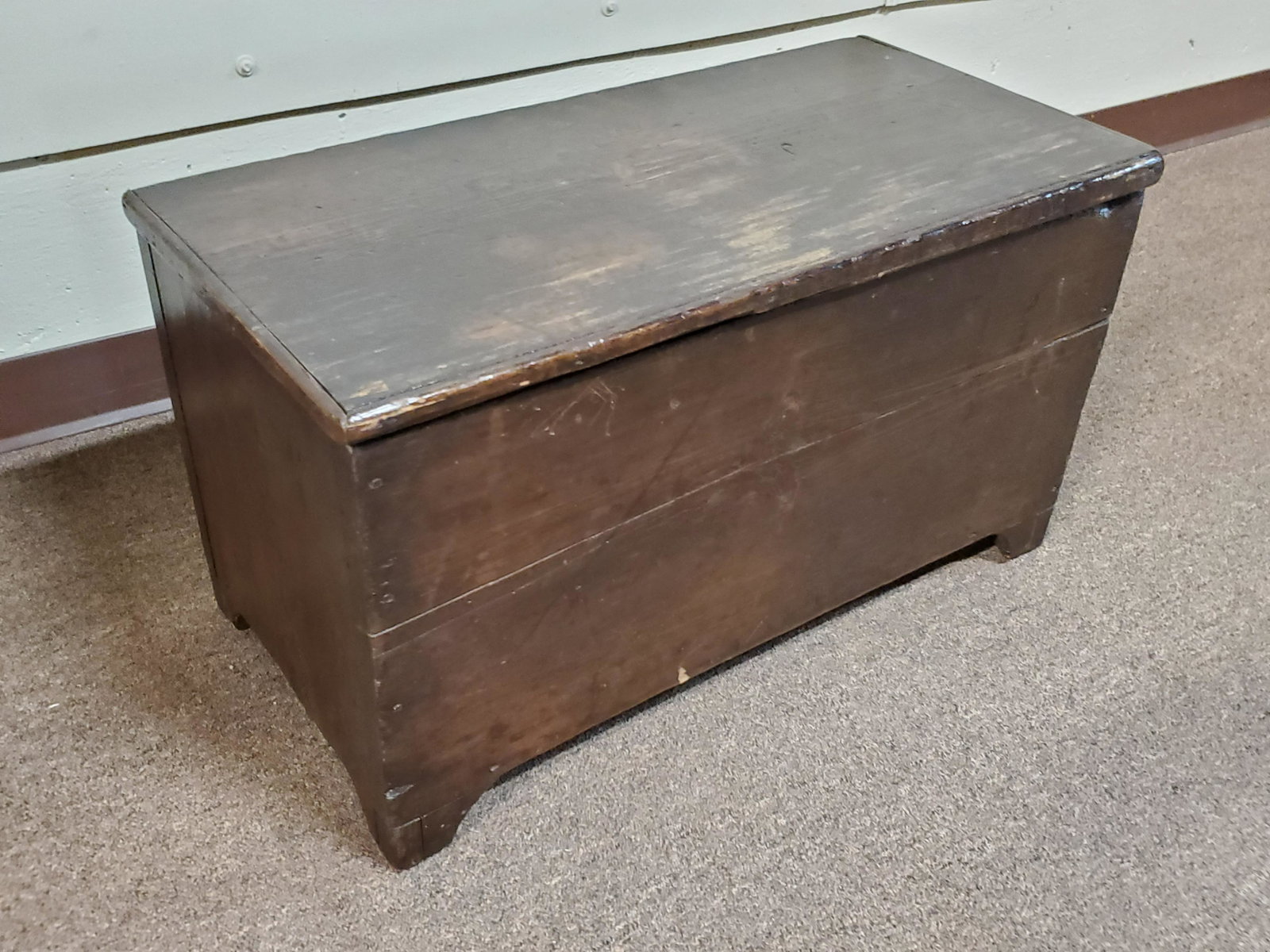 Small Chest: 28" wide X 14 1/4" deep X 16" high. Split in front. IMPORTANT: Before bidding, please read the terms and conditions below. When you registered for the auction you agreed to these terms and will be req