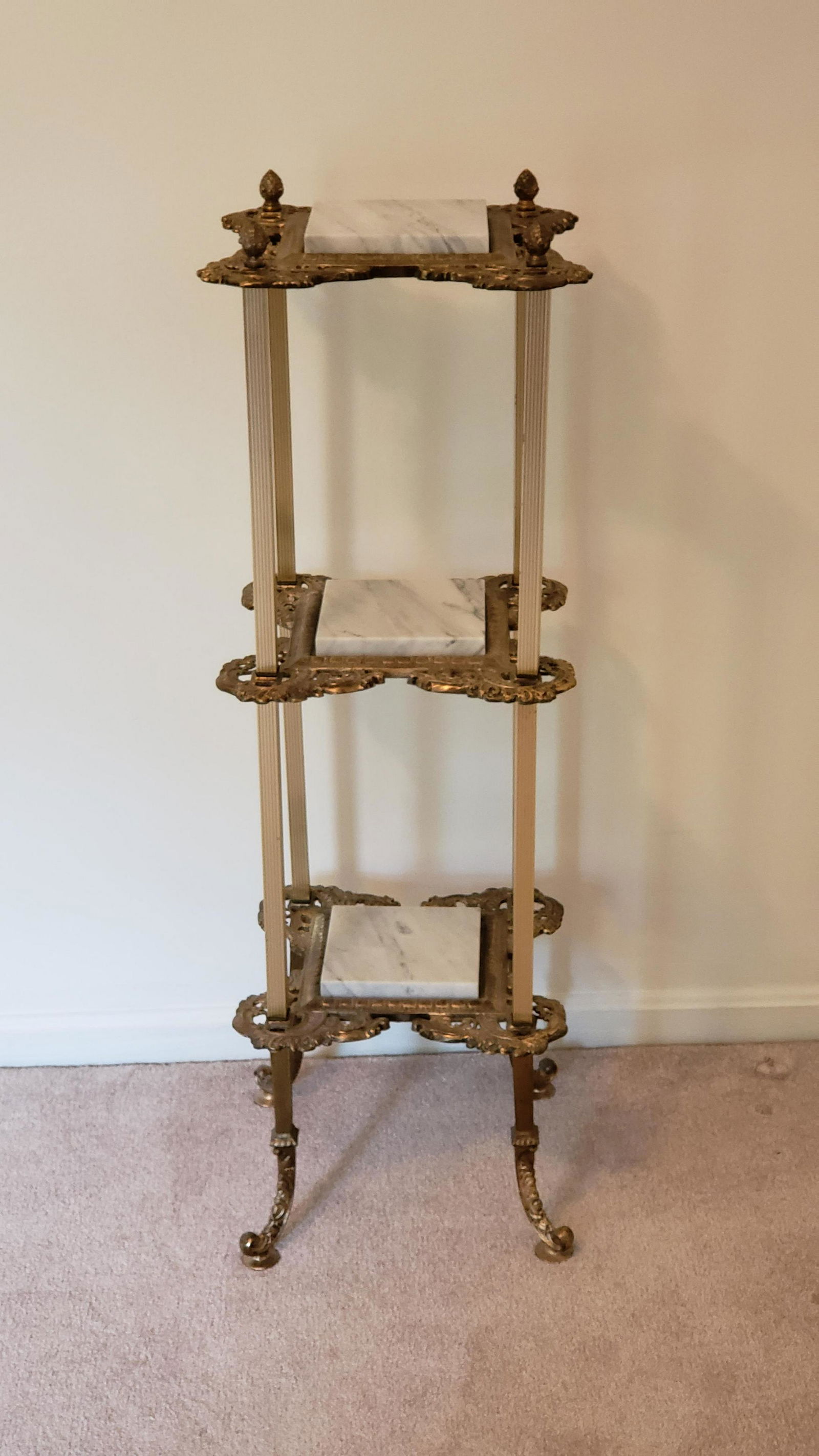 3 Shelf Marble and Brass Stand (1 of 3)