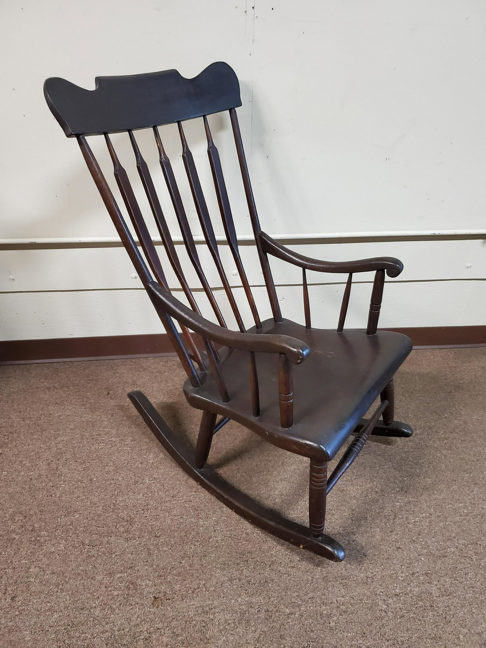 Painted Rocker: 23 1/4" wide X 29" deep X 39 1/2" high. IMPORTANT: Before bidding, please read the terms and conditions below. When you registered for the auction you agreed to these terms and will be required to com