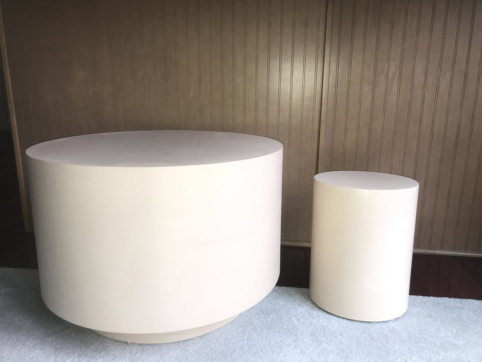 Two Round Wood Tables: Painted. Side table 10” diameter x 13” high and 24” diameter x 16” high. IMPORTANT: Before bidding, please read the terms and conditions below. When you registered for the auction you agreed t