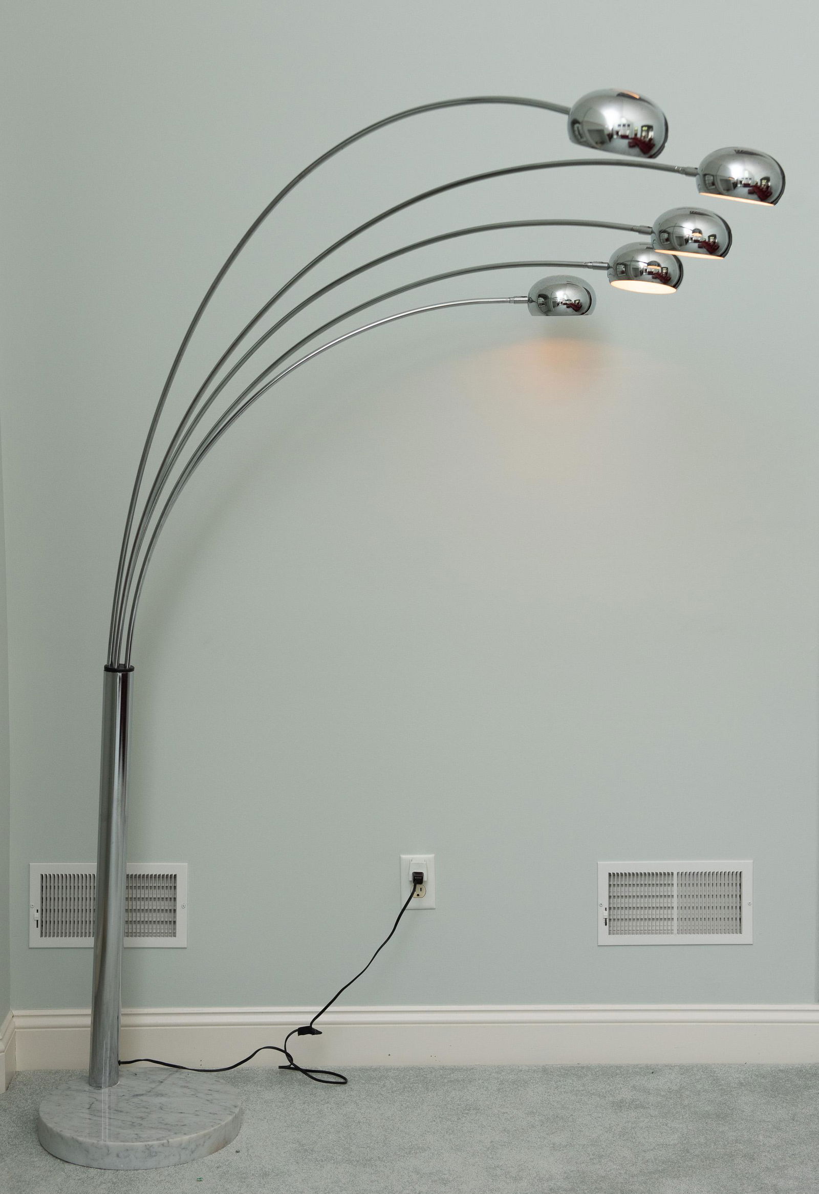 5 Arm Chrome Lamp with Marble Base (1 of 3)