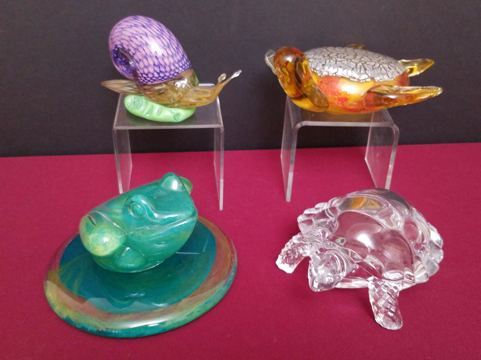4 Art Glass Turtles, Frog and Snail (1 of 4)