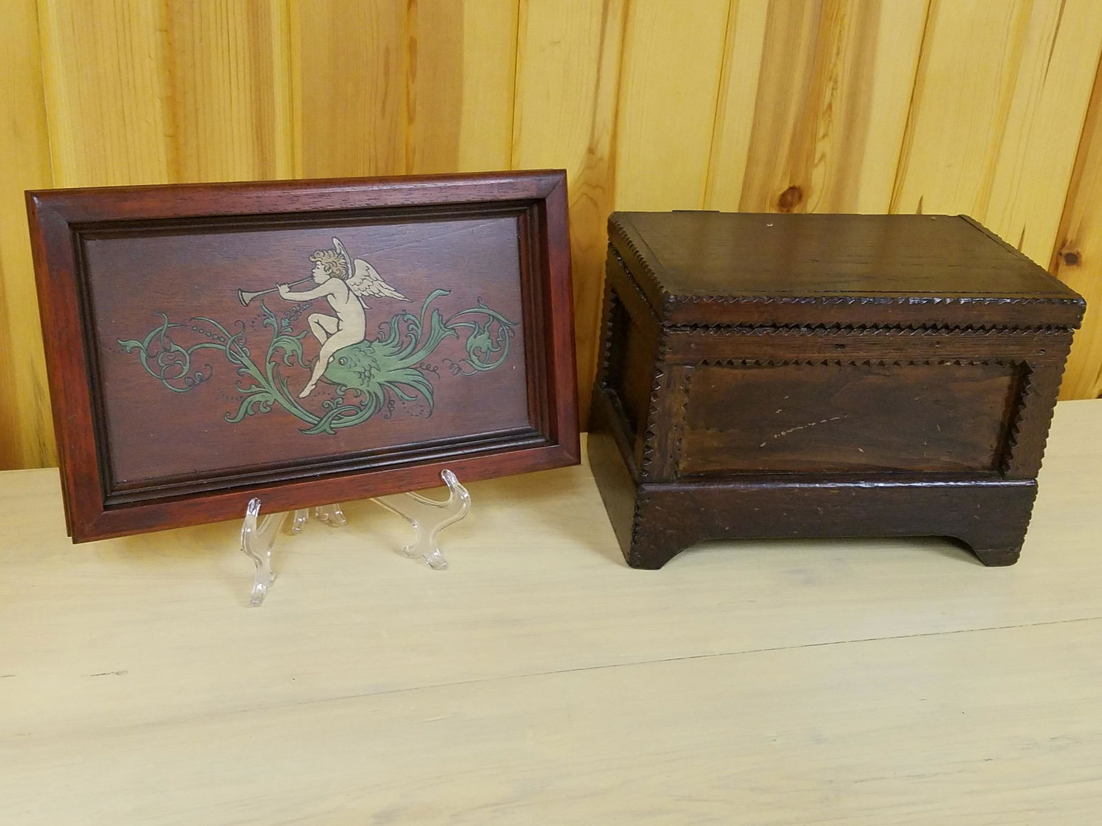 Tramp Art Box and Tray (1 of 7)