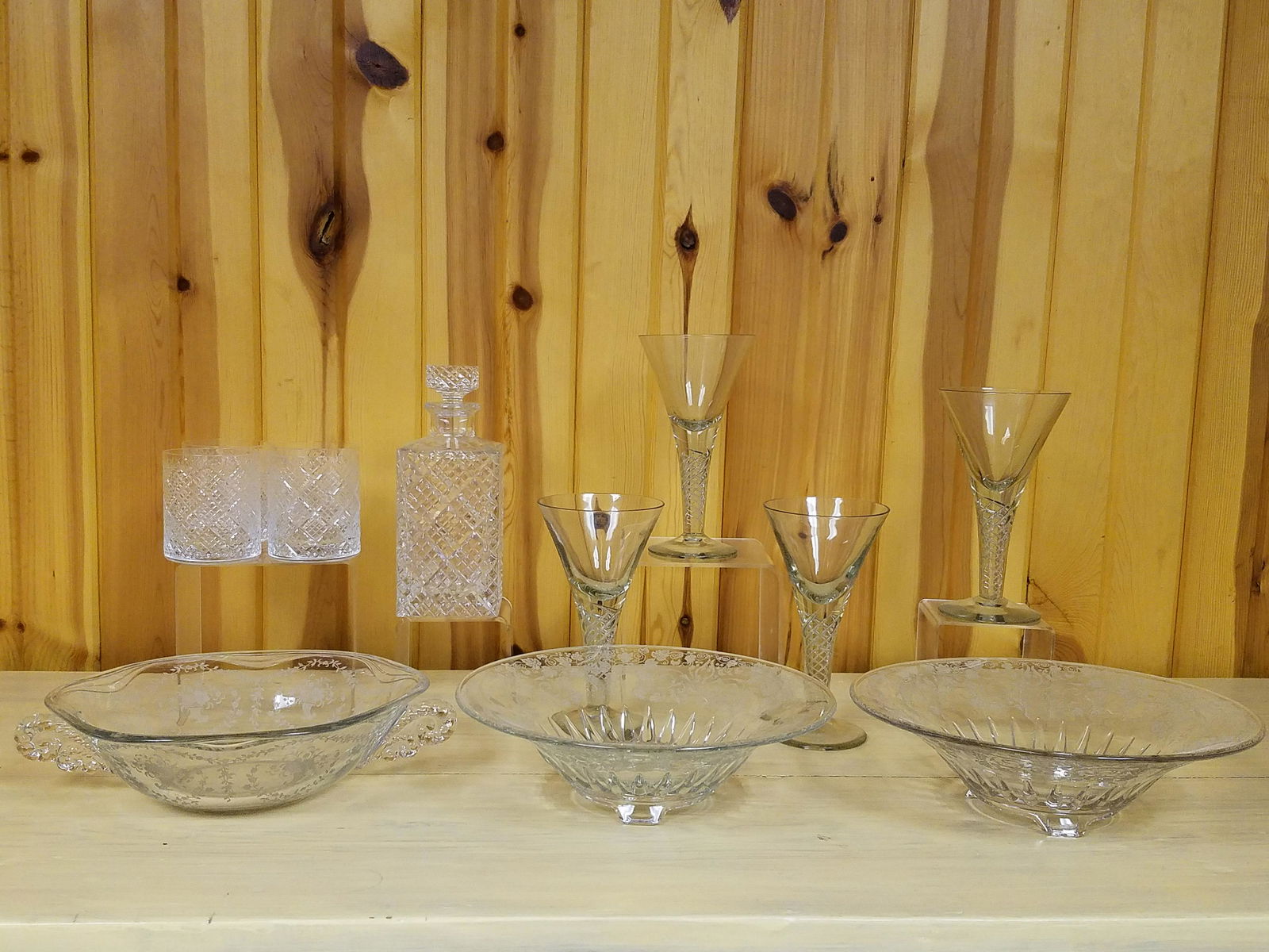 12 Pcs Glass incl Fabergé Decanter Set and Etched (1 of 3)