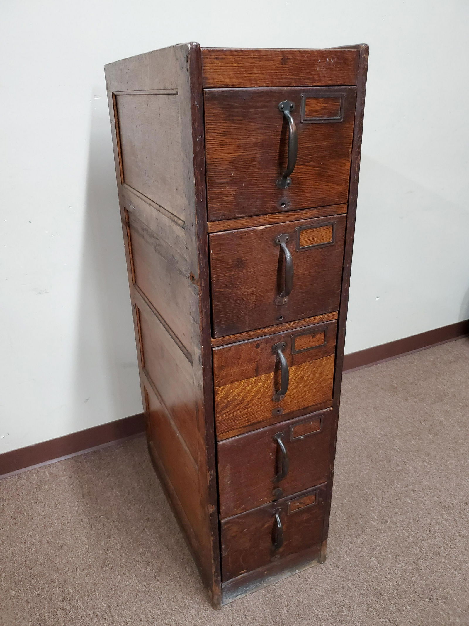 Antique Oak Filing Cabinet (1 of 5)