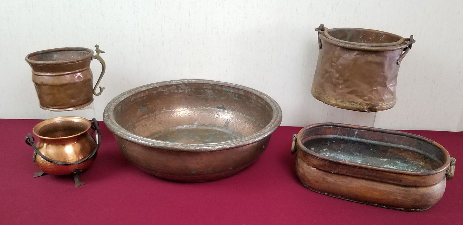 5 Pcs Antique Copperware (1 of 3)