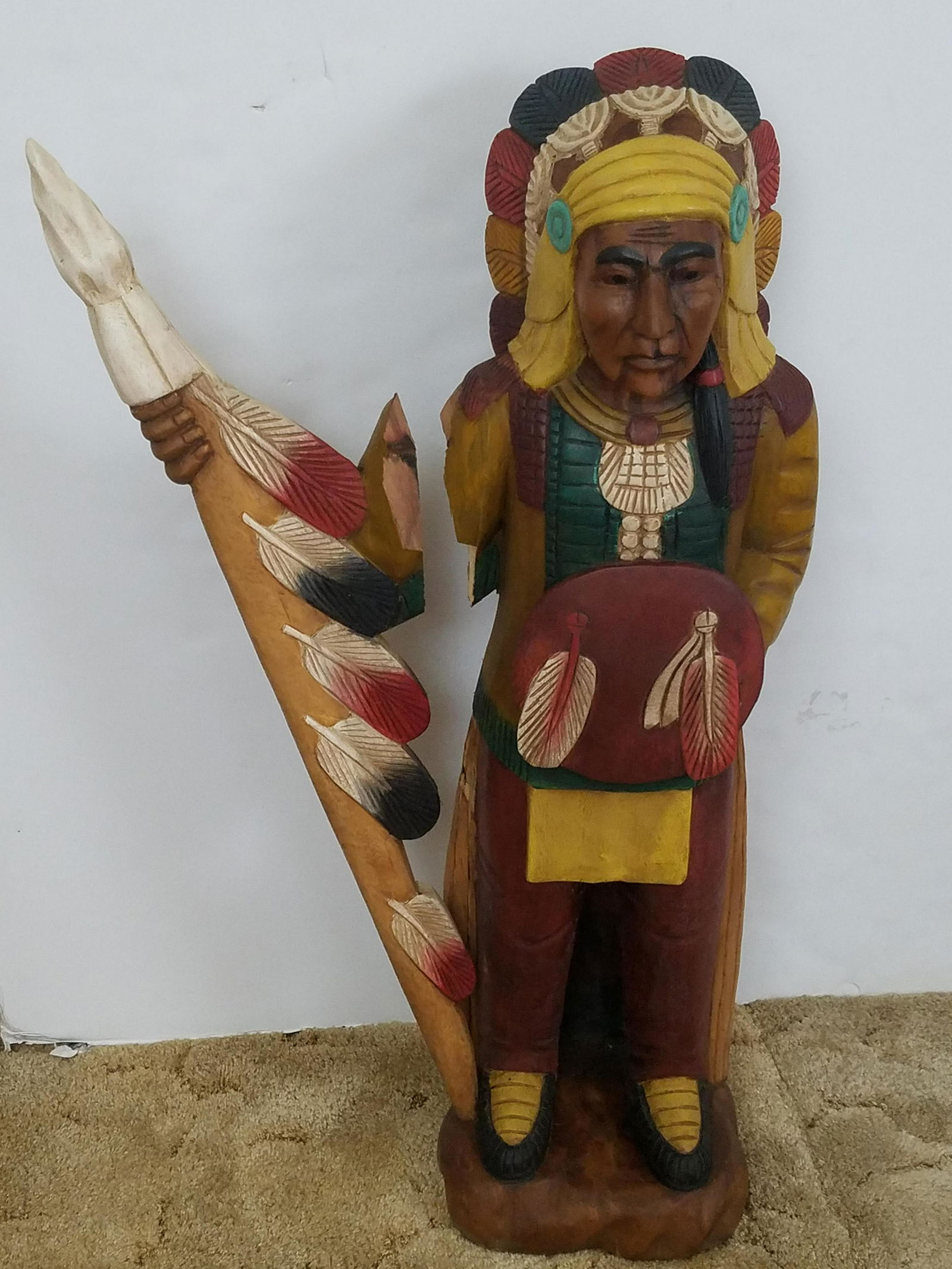 40" Wood Carved Indian Chief Sculpture (1 of 4)