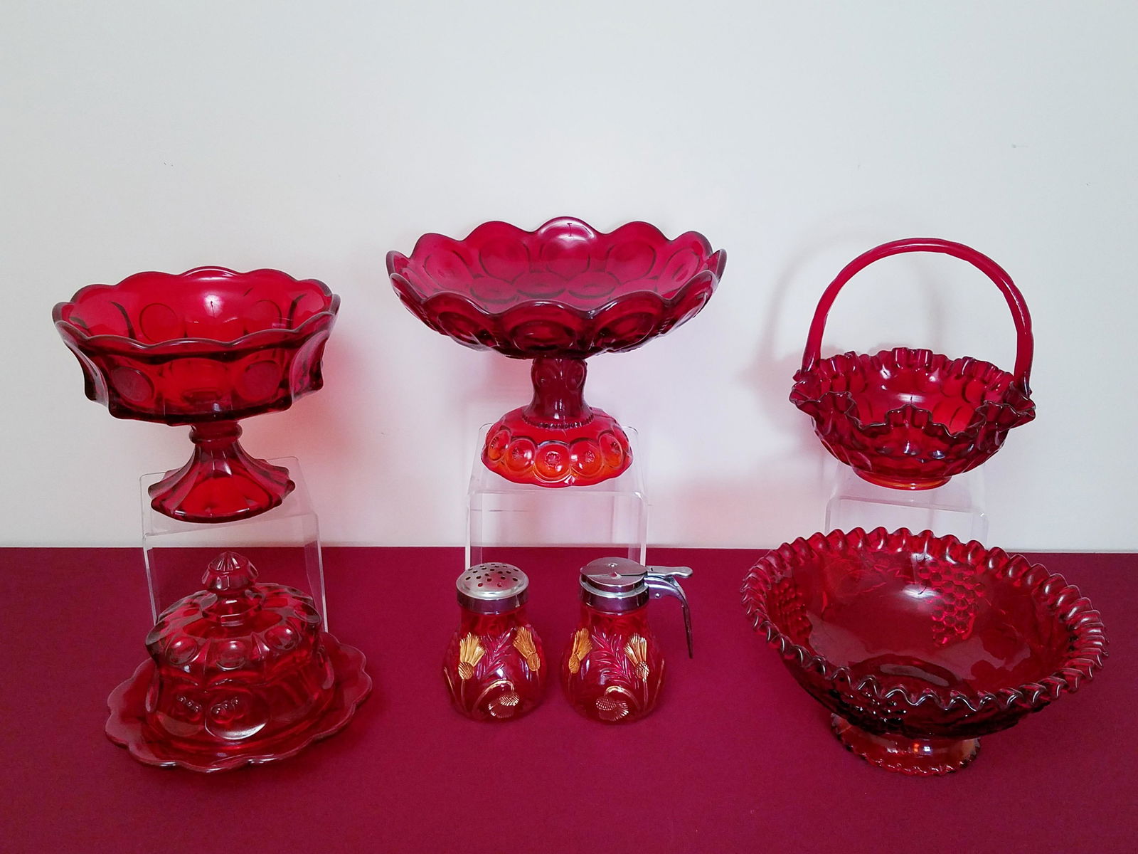 7 Pcs Ruby Glass incl Coin Glass (1 of 3)