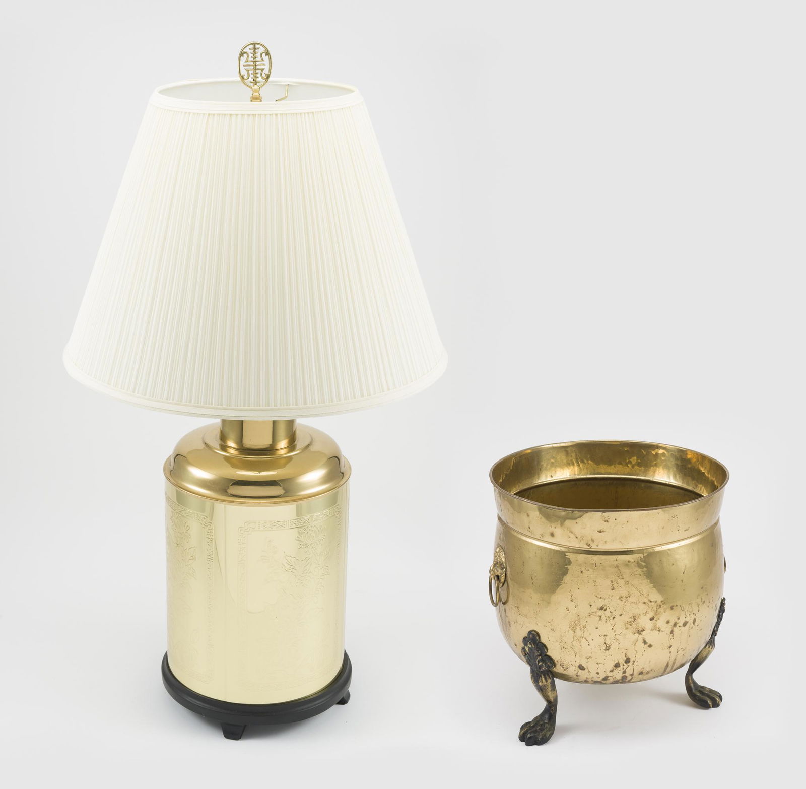 Brass Lamp and Planter (1 of 3)