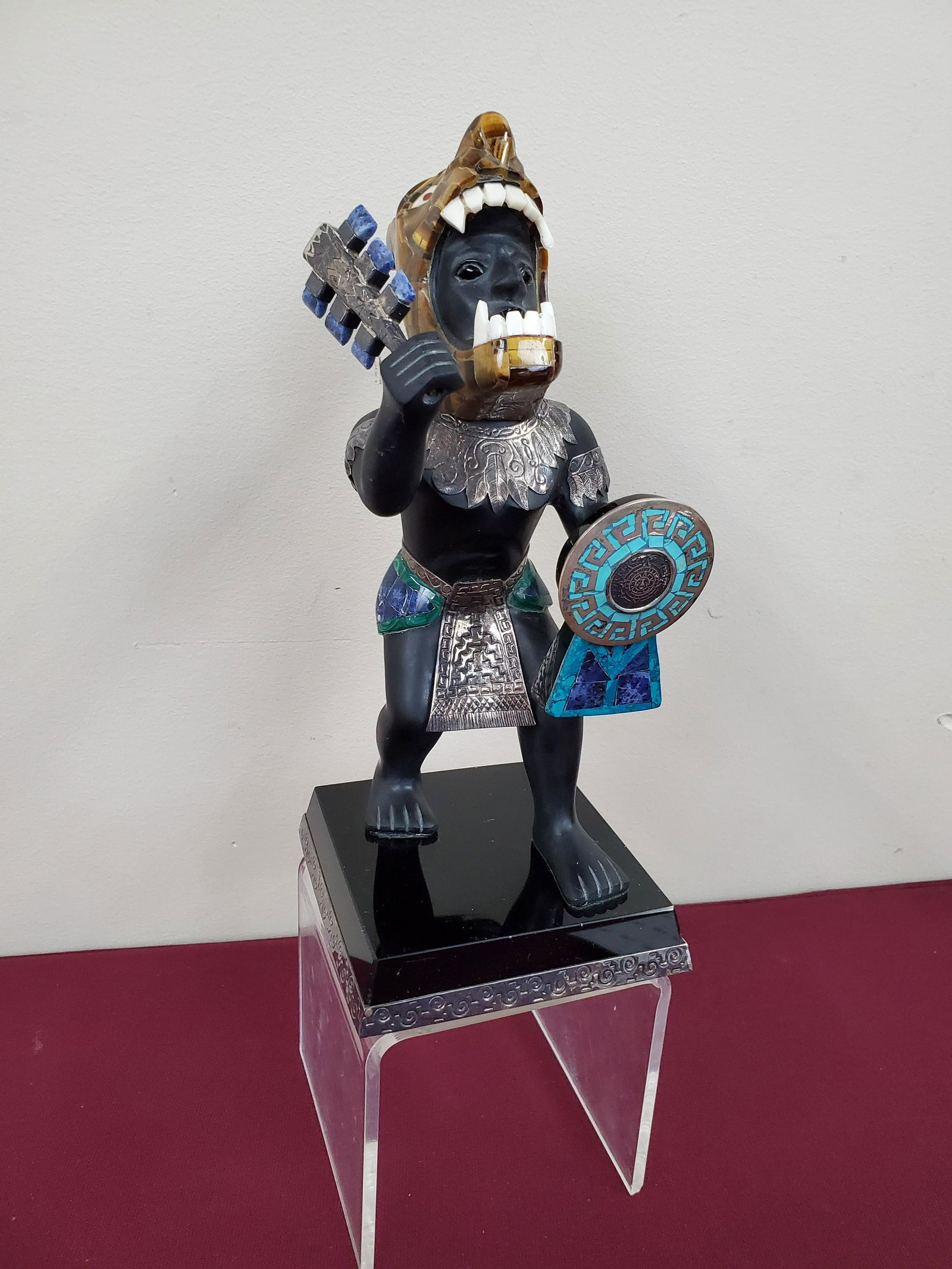 Mexican Obsidian, Sterling & Hardstone Figure (1 of 7)