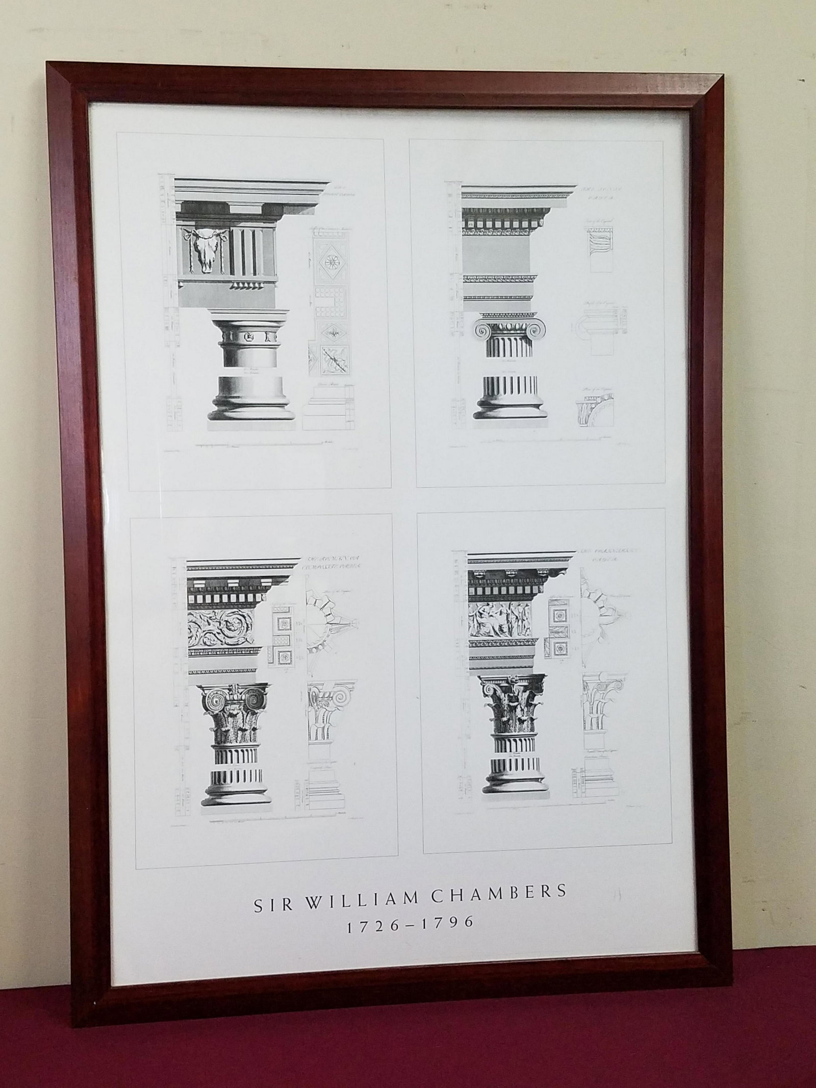 Sir William Chambers Architecture Poster: Overall with frame 42-1/2" high x 30-1/2 wide. IMPORTANT: Before bidding, please read the terms and conditions below. When you registered for the auction you agreed to these terms and will be required