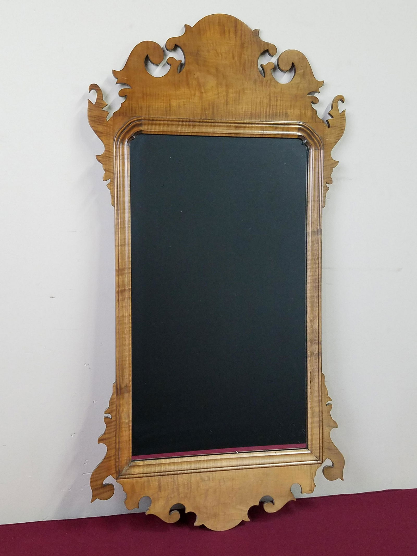 Tiger Maple Chippendale Style Mirror (1 of 4)