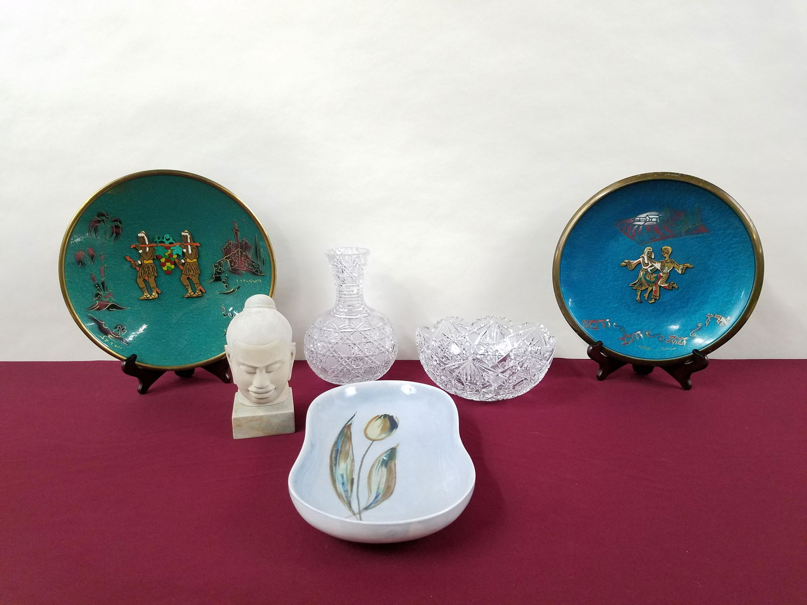 6 Pcs incl Cut Glass, Chargers, Bust & Tulip Dish (1 of 12)