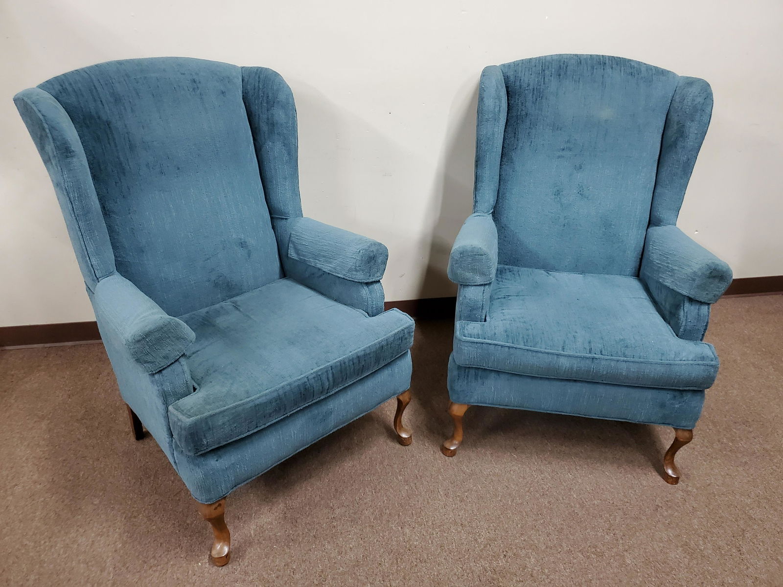 Pair of Blue Wingback Chairs (1 of 3)