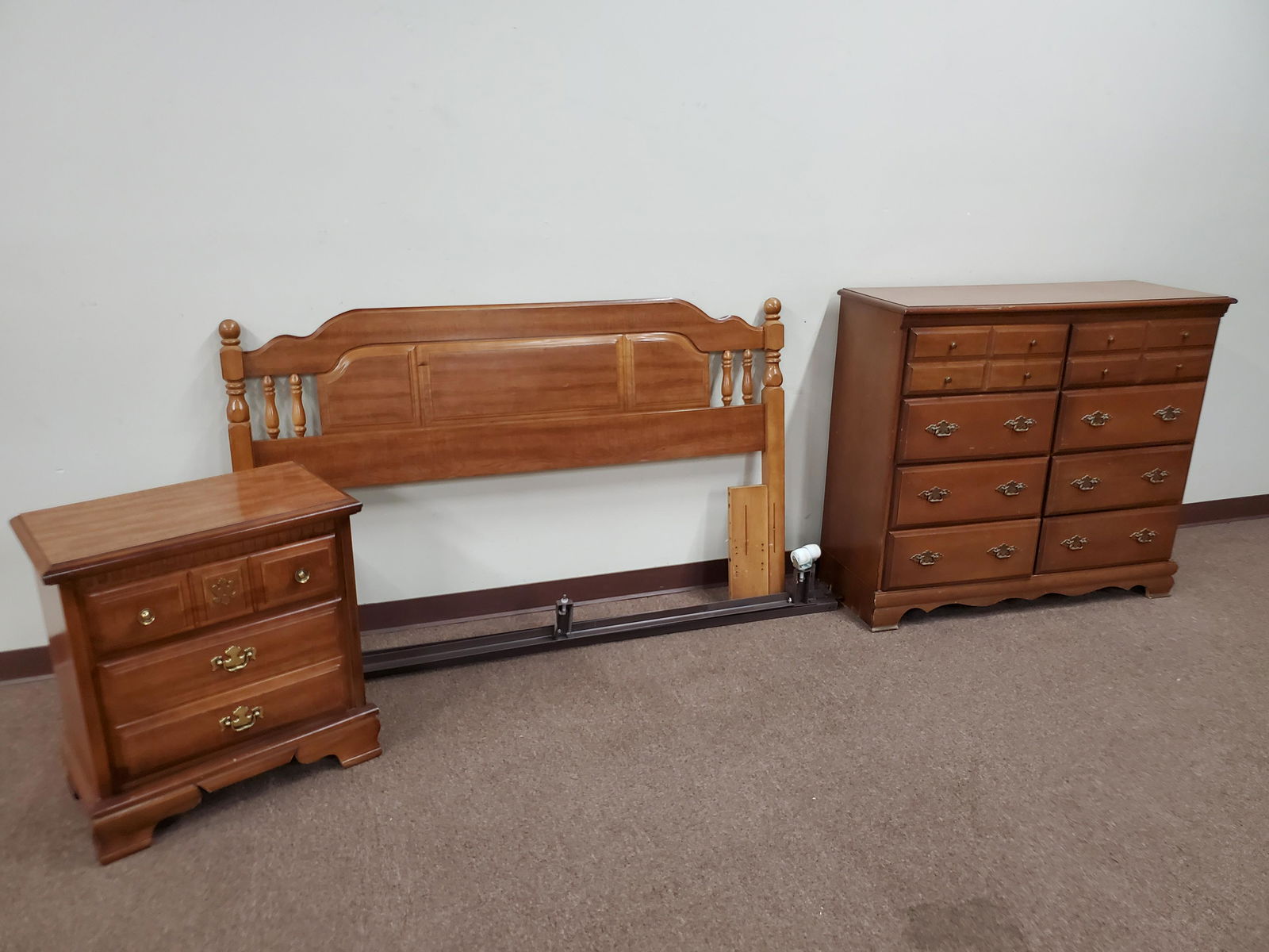 Bed, Night Stand and Dresser: Bed 64" wide X 73 1/2" deep X 39 1/2" high. Night stand 25" wide X 14" deep X 26 3/4" high. Dresser 44" wide X 16 1/2" deep X 39 1/2" high. IMPORTANT: Before bidding, please read the terms and conditi