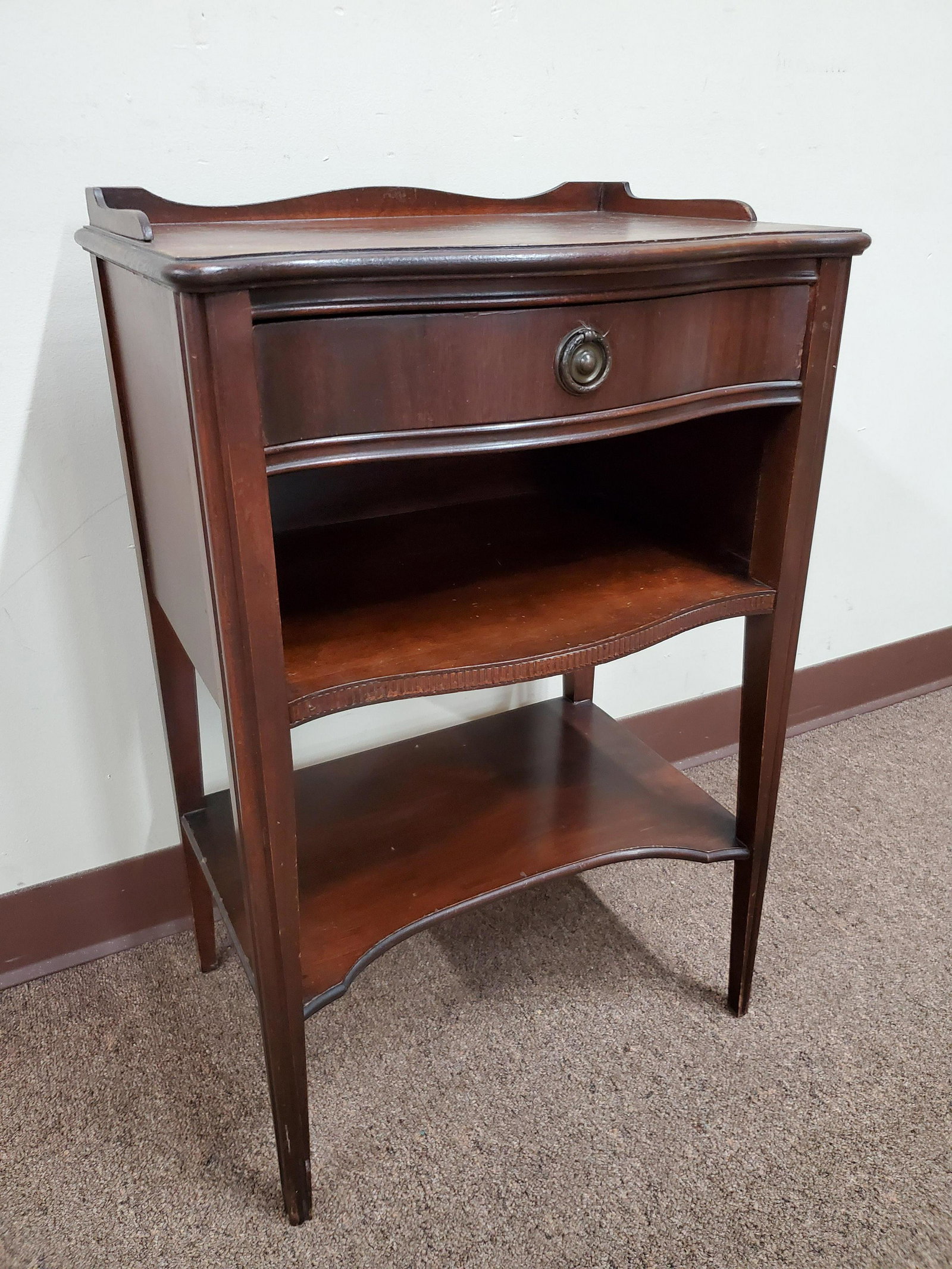 Side Table: 18" wide X 13" deep X 27 1/2" high. IMPORTANT: Before bidding, please read the terms and conditions below. When you registered for the auction you agreed to these terms and will be required to comply 