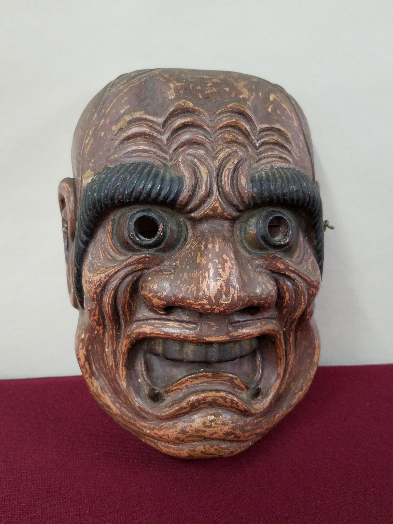 Japanese Carved Wood Kishin Noh Mask Signed (1 of 3)