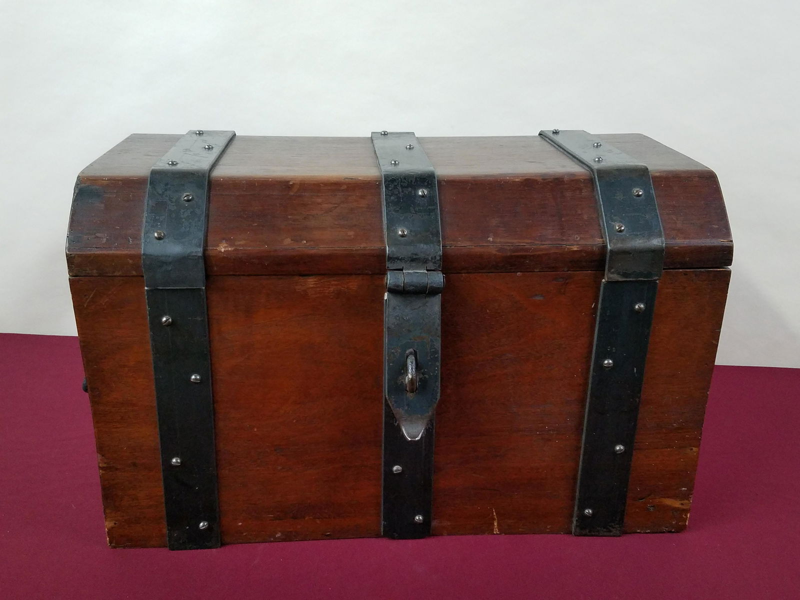 Hand Made Trunk with Hand Wrought Iron Straps & Hinges (1 of 7)