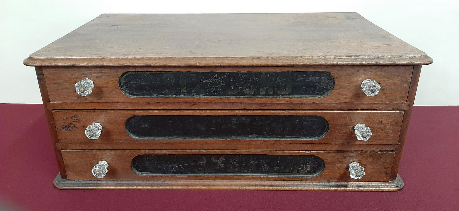 Spool Cabinet: 24" wide X 14" deep X 9 1/4" high. IMPORTANT: Before bidding, please read the terms and conditions below. When you registered for the auction you agreed to these terms and will be required to comply w