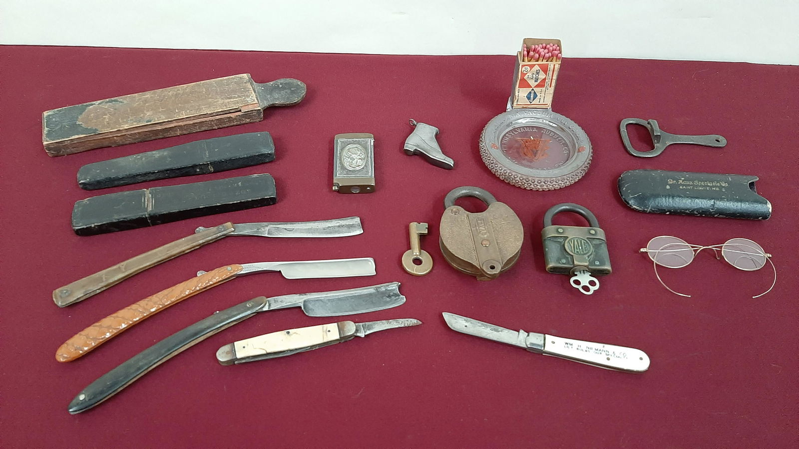 12 Pcs incl. Antique Razors and Padlocks (1 of 11)