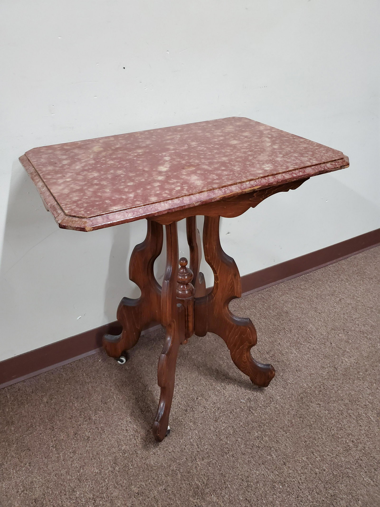 Painted Top Side Table: 26" wide X 17 1/2" deep X 29" high. IMPORTANT: Before bidding, please read the terms and conditions below. When you registered for the auction you agreed to these terms and will be required to comply 