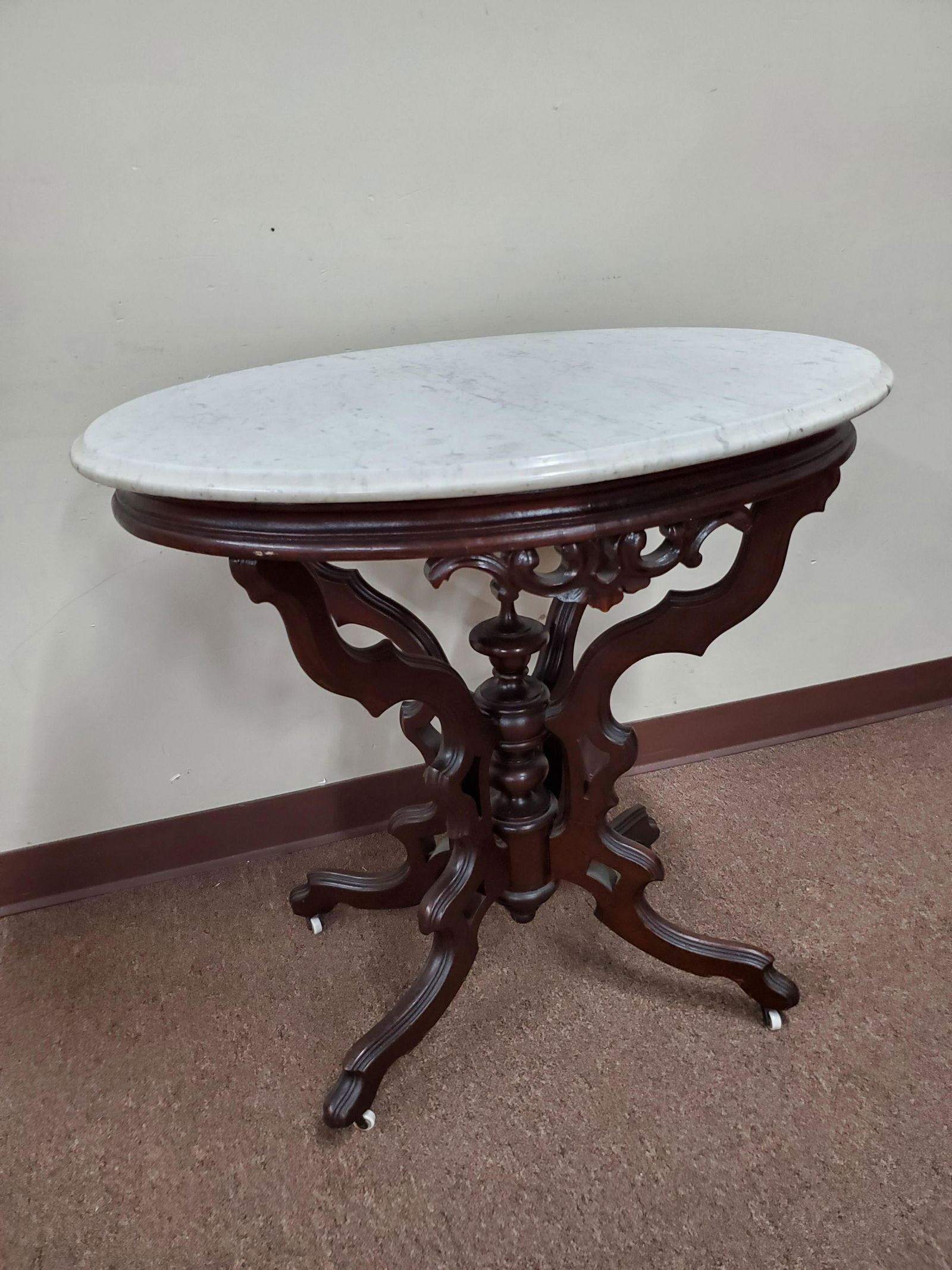 Victorian Oval Marble Top Table (1 of 3)