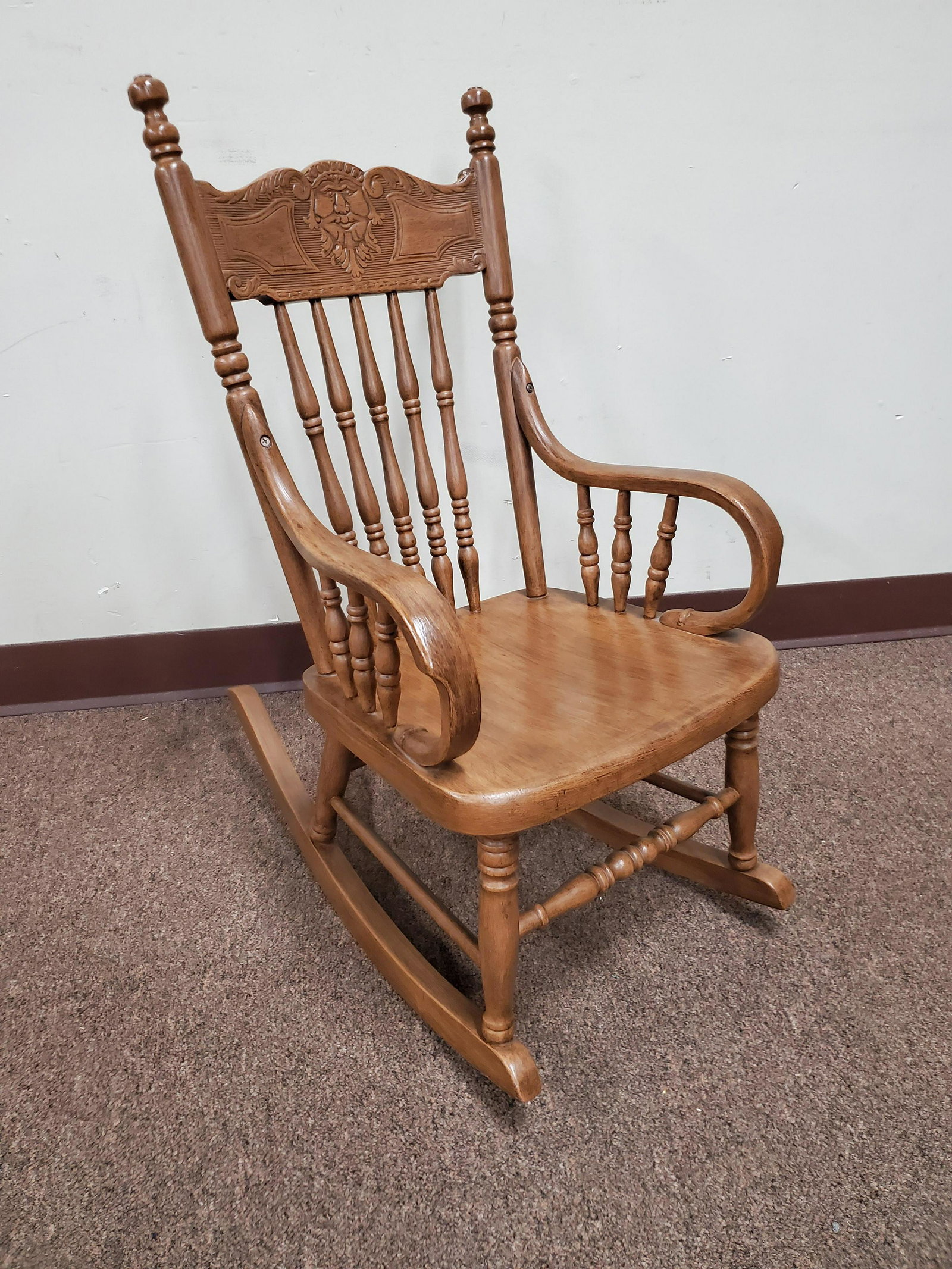 Child's Rocker: 15" wide X 24" deep X 29" high. IMPORTANT: Before bidding, please read the terms and conditions below. When you registered for the auction you agreed to these terms and will be required to comply with