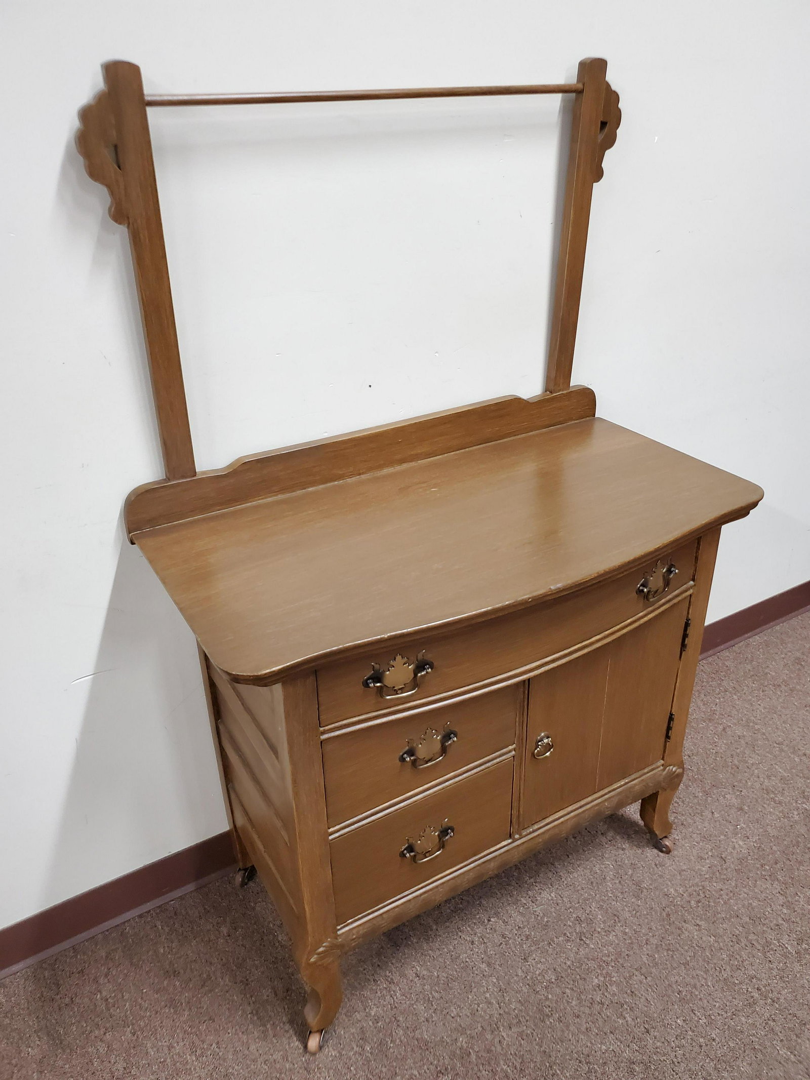 Wash Stand: 34" wide X 18" deep X 53 1/2" high. IMPORTANT: Before bidding, please read the terms and conditions below. When you registered for the auction you agreed to these terms and will be required to comply 