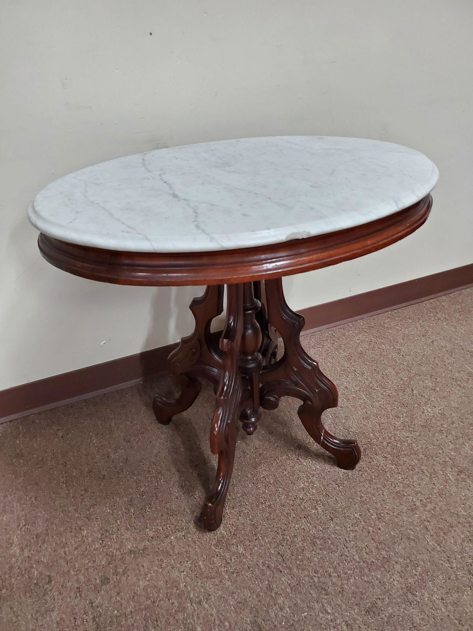 Victorian Oval Marble Top Table (1 of 4)