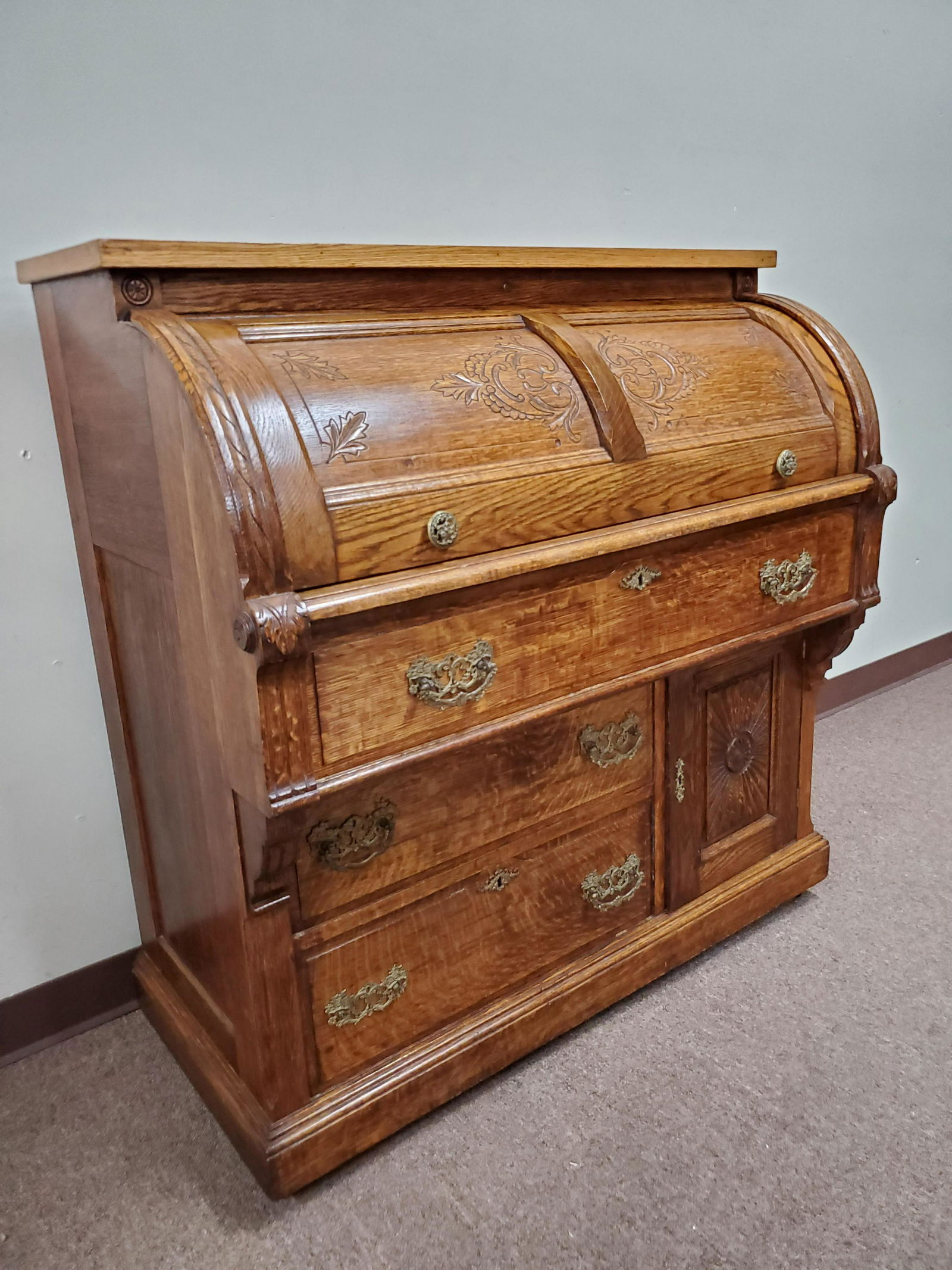 Victorian Oak Cylinder Roll Desk (1 of 6)