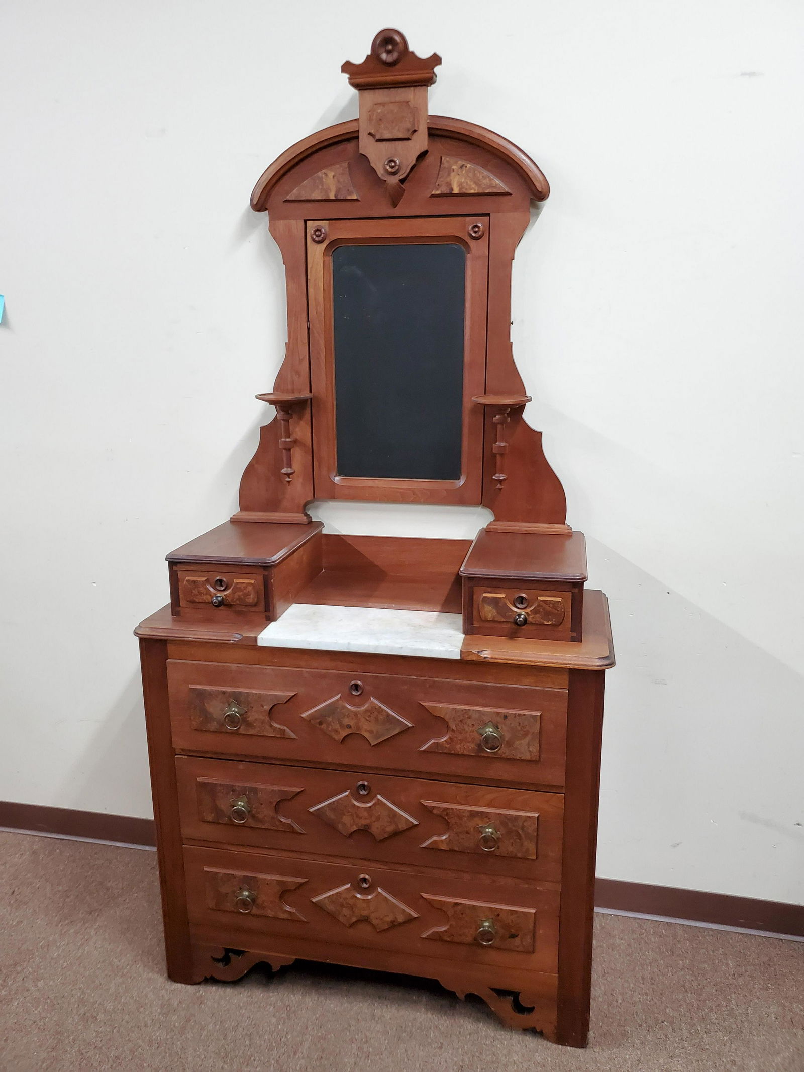 Victorian Walnut Dresser With Mirror (1 of 5)