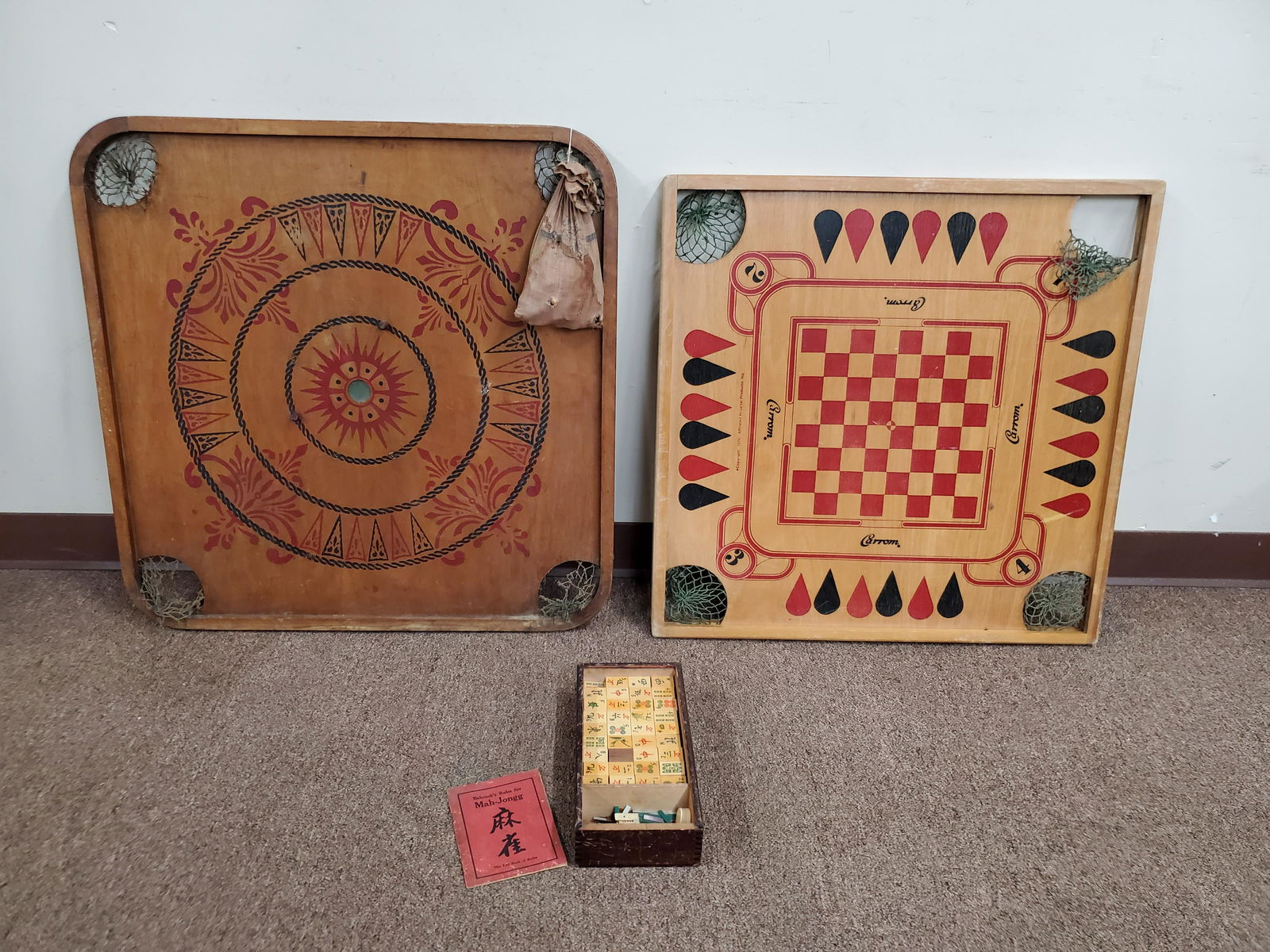 2 Vintage Game Boards and Mahjong Set (1 of 2)