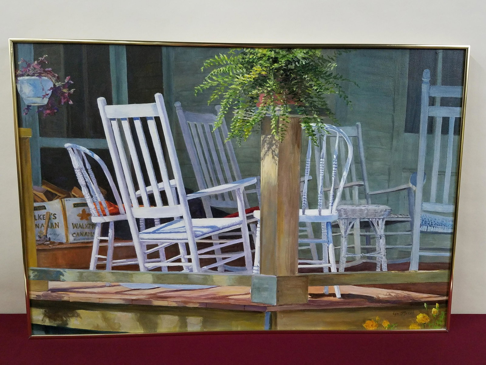 Lyn Marsh Cape May Painting: Overall with frame 24-1/4" high x 36-1/4" wide. IMPORTANT: Before bidding, please read the terms and conditions below. When you registered for the auction you agreed to these terms and will be require