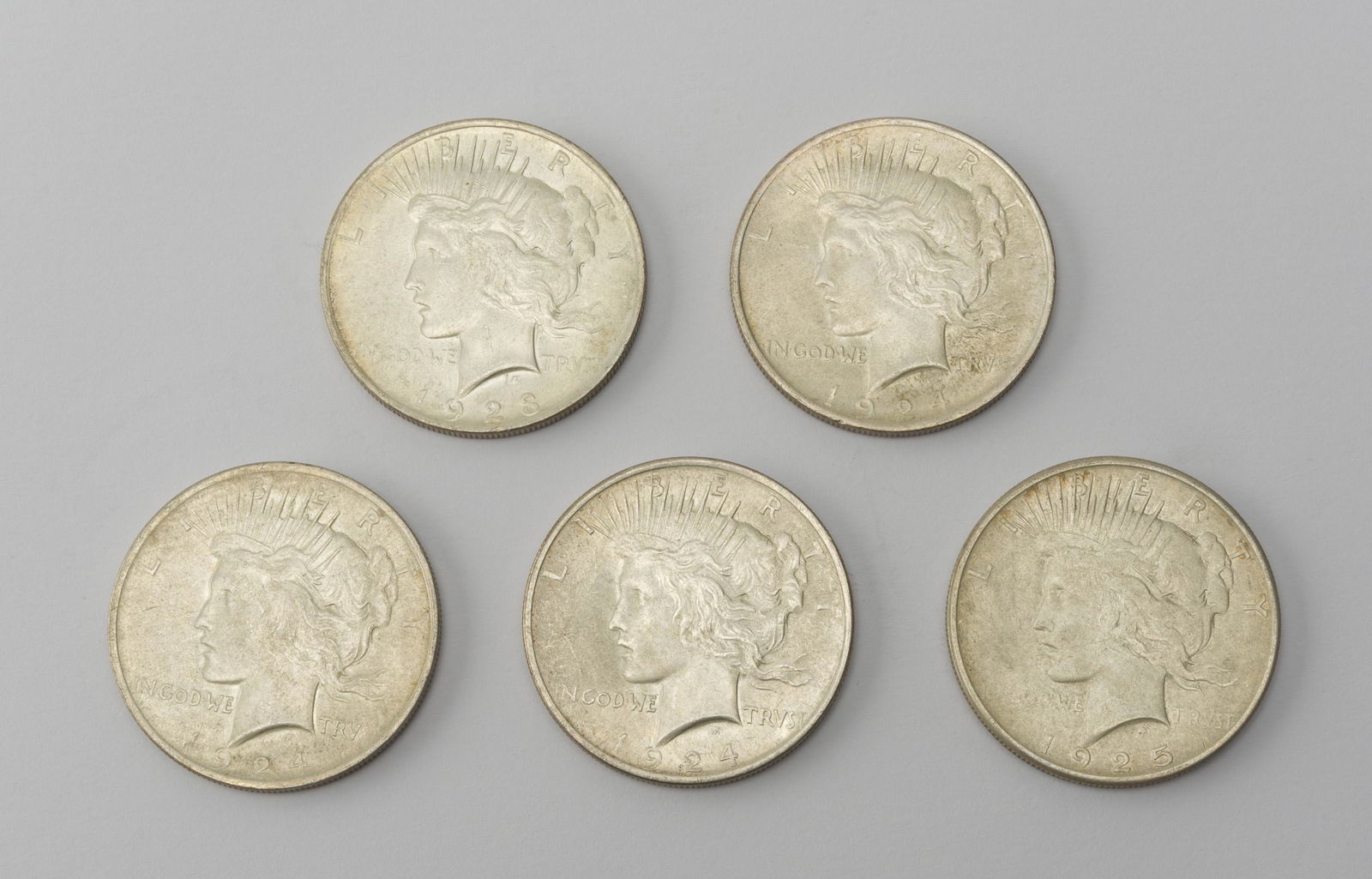 5 Peace Silver Dollars (1 of 2)