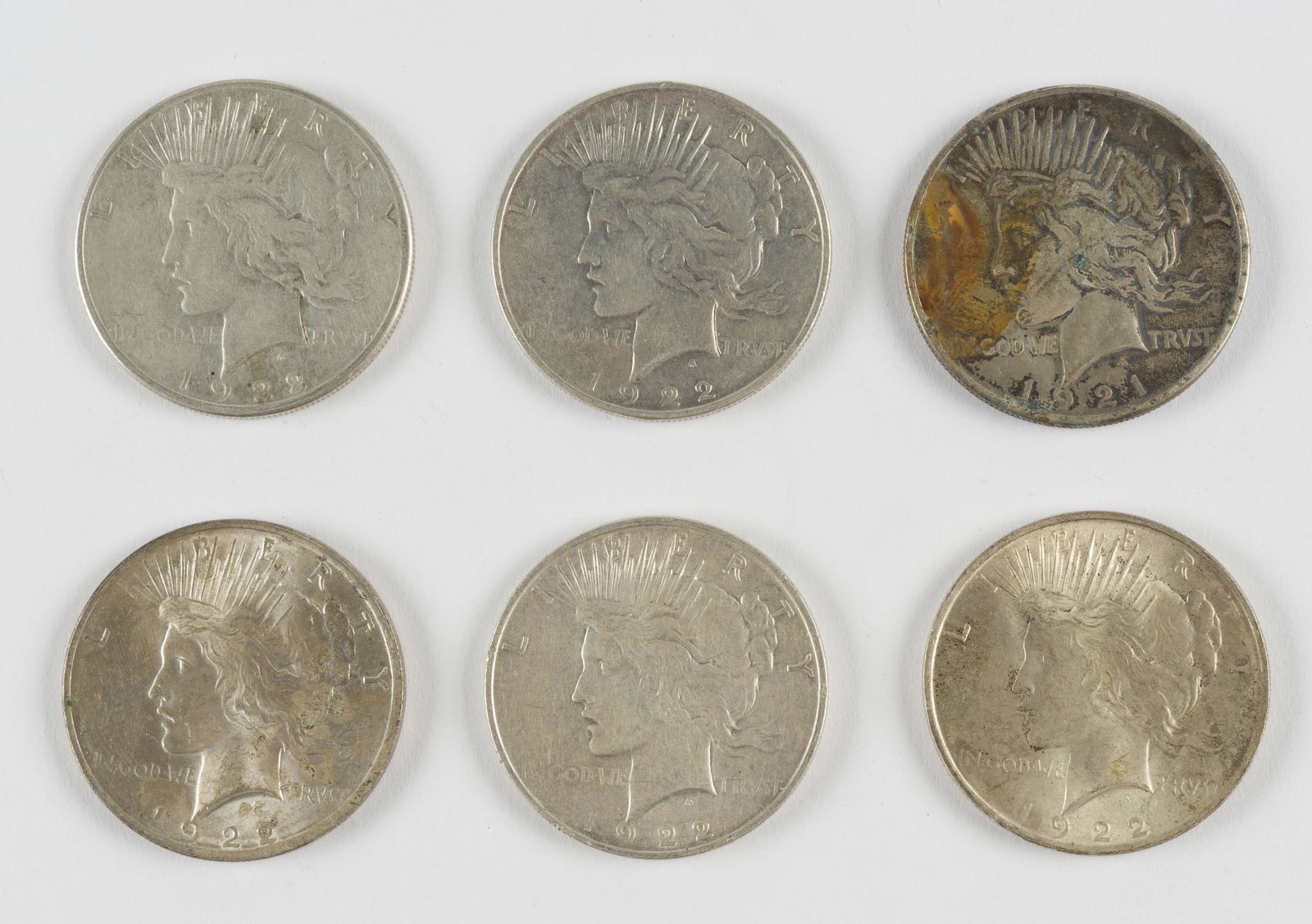 6 Peace Silver Dollars (1 of 2)