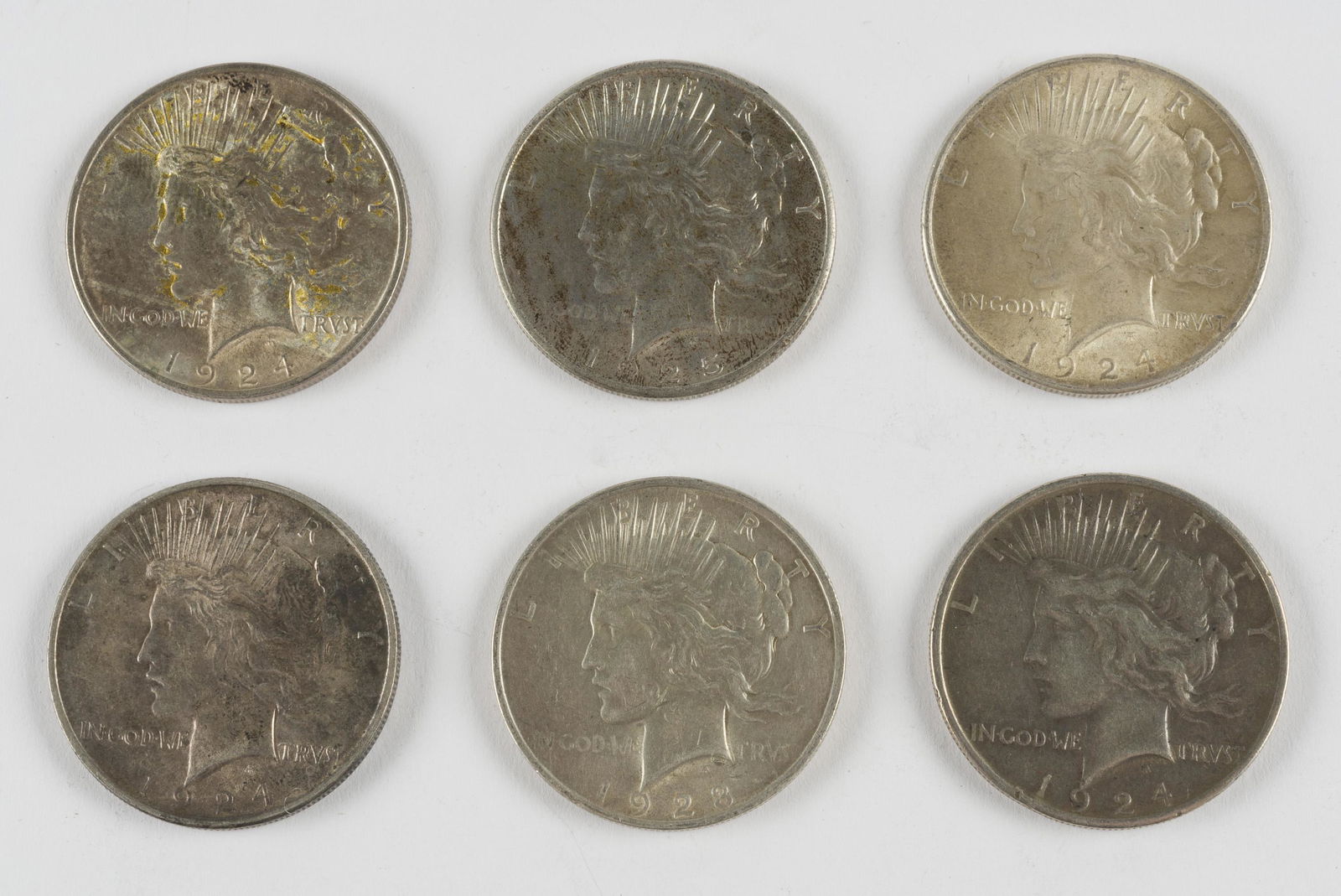 6 Peace Silver Dollars (1 of 2)
