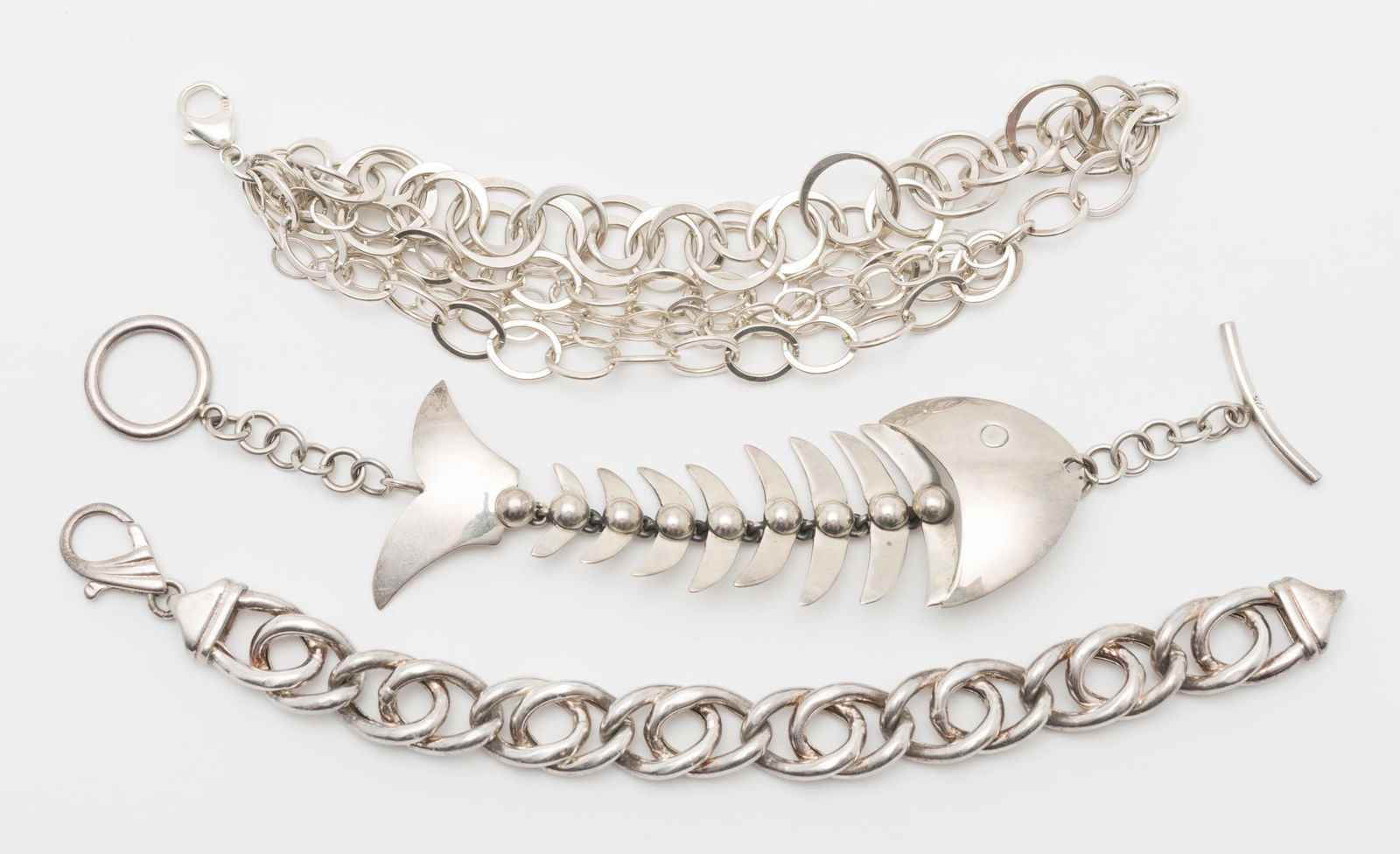 3 Vintage Sterling Bracelets Incl Fish (1 of 7)