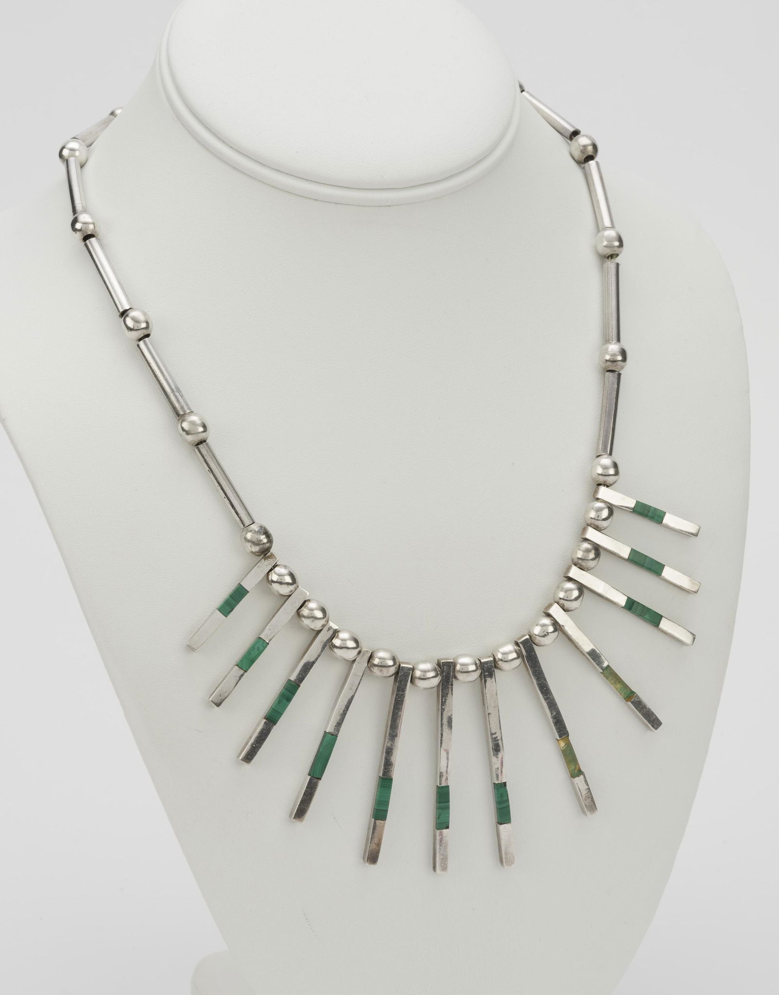 Modern Mexican Sterling and Malachite Necklace (1 of 4)