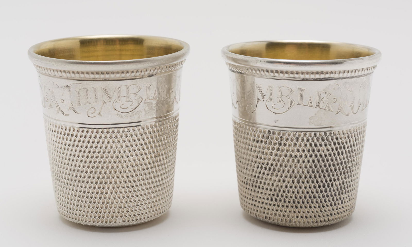 2 Sterling "Only A Thimble Full" Shot Glasses (1 of 2)