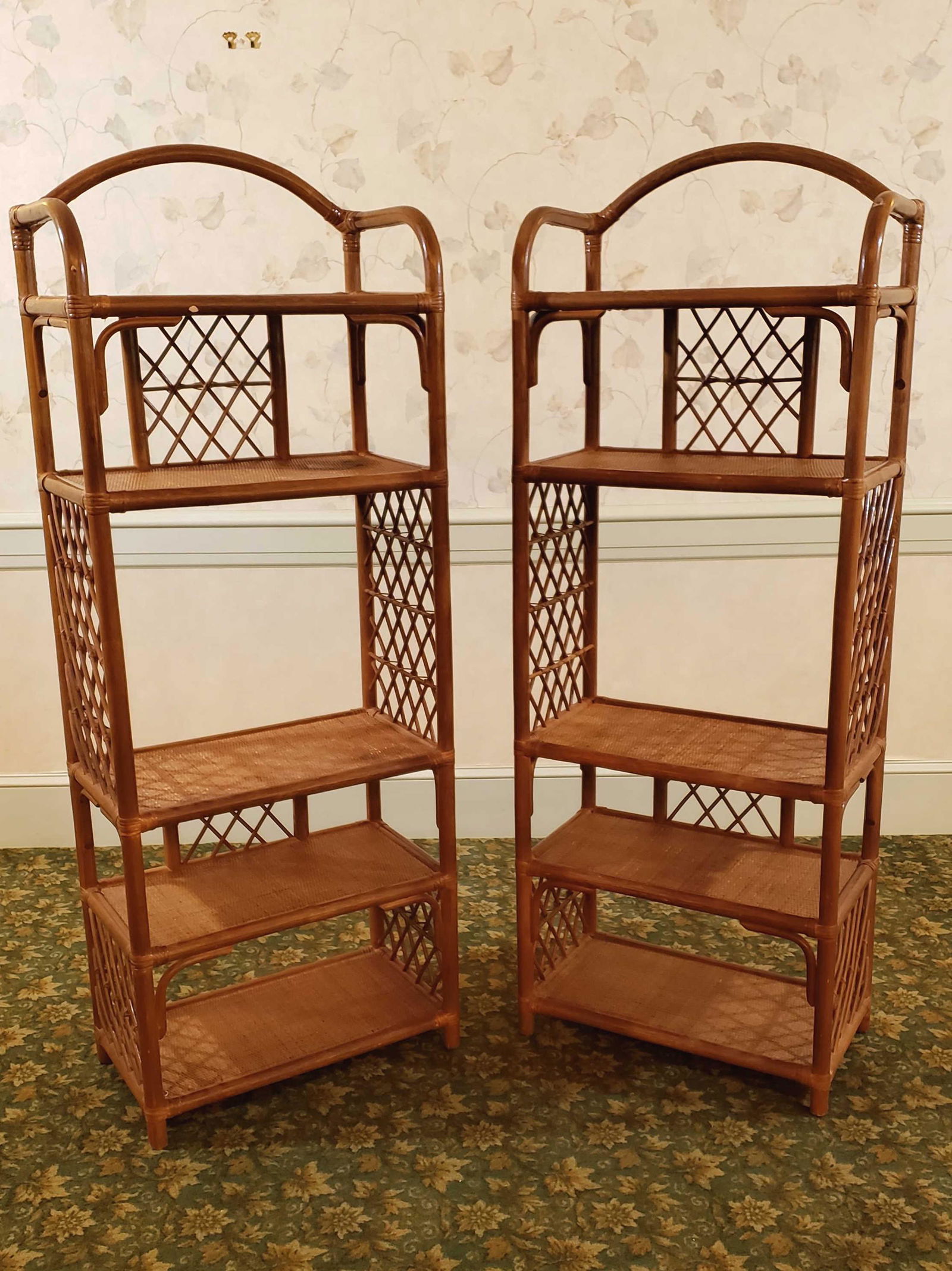 Pair of Rattan Etageres (1 of 2)