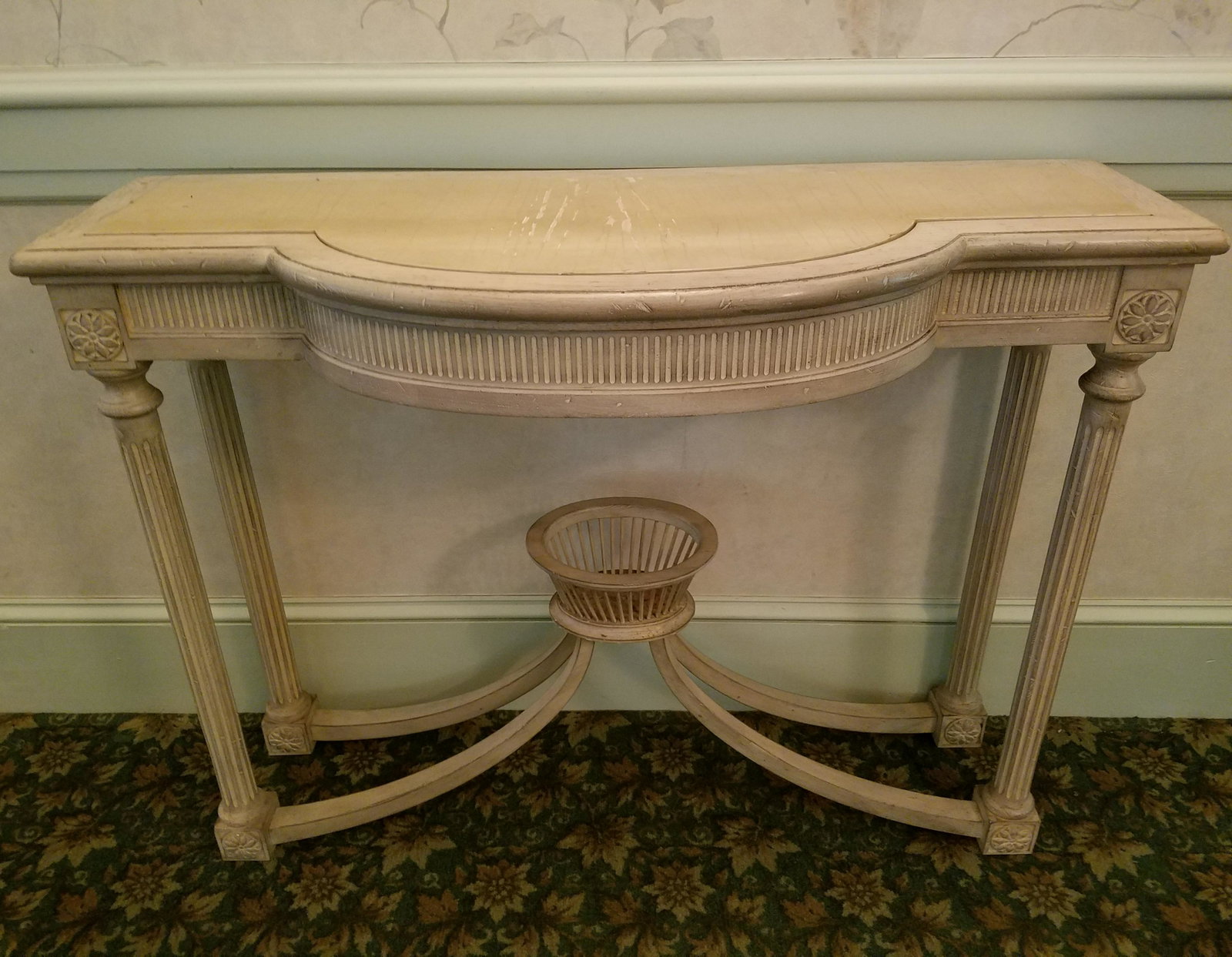 Sofa Table: 42" wide X 16" deep X 32" high. IMPORTANT: Before bidding, please read the terms and conditions below. When you registered for the auction you agreed to these terms and will be required to comply with