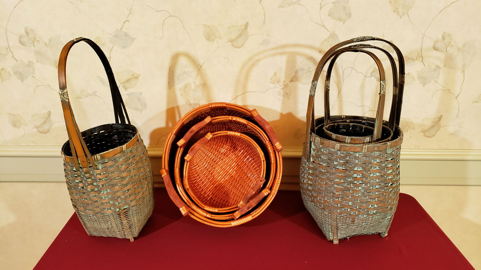 7 Decorative Baskets: Tallest: 25" high Widest: 16" diameter. IMPORTANT: Before bidding, please read the terms and conditions below. When you registered for the auction you agreed to these terms and will be required to com