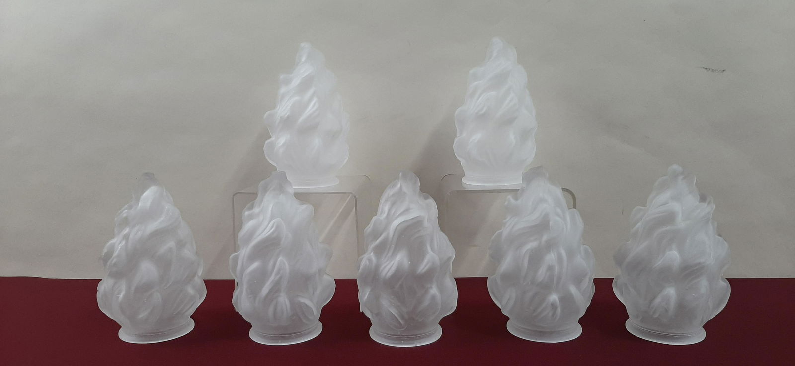 7 Frankart Light Shades: Frosted glass. 3 1/4" diameter X 7 1/4" high. IMPORTANT: Before bidding, please read the terms and conditions below. When you registered for the auction you agreed to these terms and will be required
