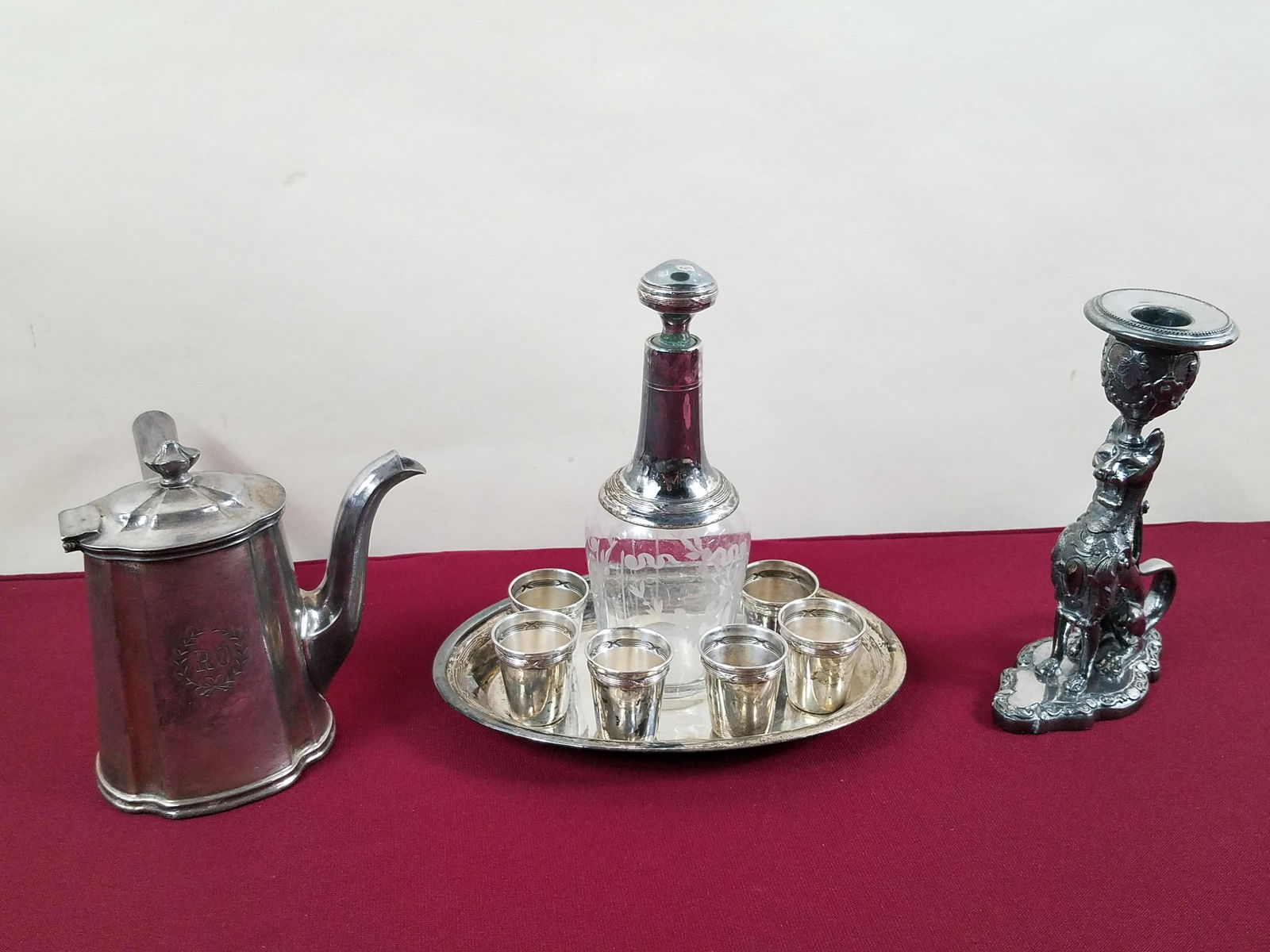 3 Pcs Silverplate incl Reed & Barton Chocolate Pot (1 of 10)