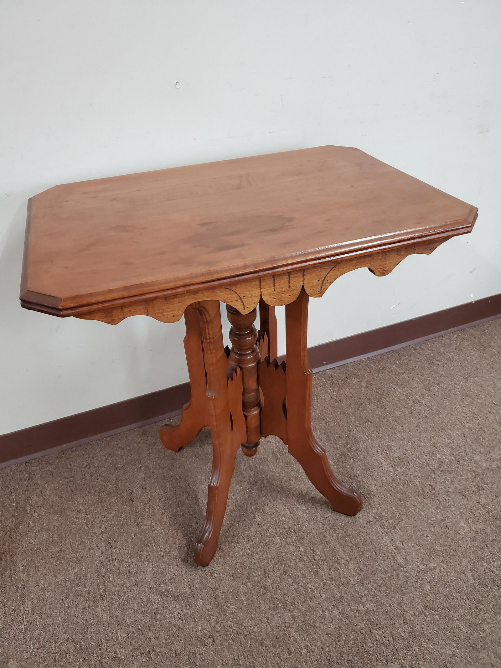 Carved Side Table: 28 1/2" wide X 20 1/2" deep X 28 1/4" high. IMPORTANT: Before bidding, please read the terms and conditions below. When you registered for the auction you agreed to these terms and will be required to