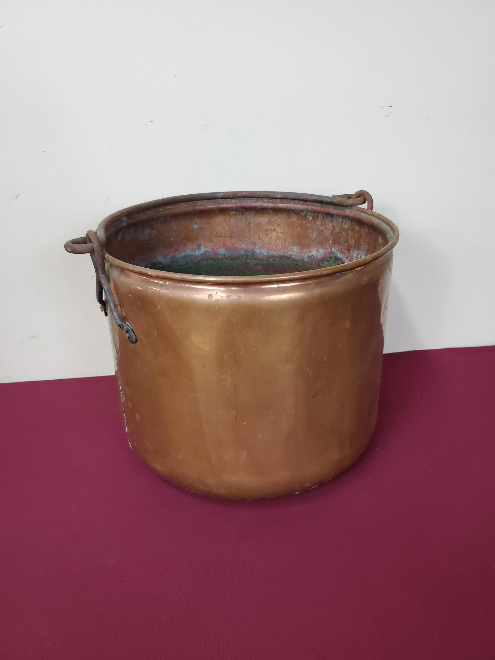 Copper Bucket: 15" wide X 12 3/4" high. IMPORTANT: Before bidding, please read the terms and conditions below. When you registered for the auction you agreed to these terms and will be required to comply with them.