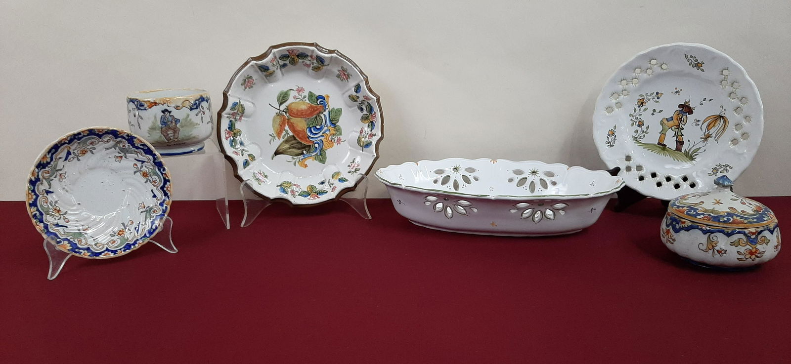 6 Pcs French Faience Ceramics (1 of 14)
