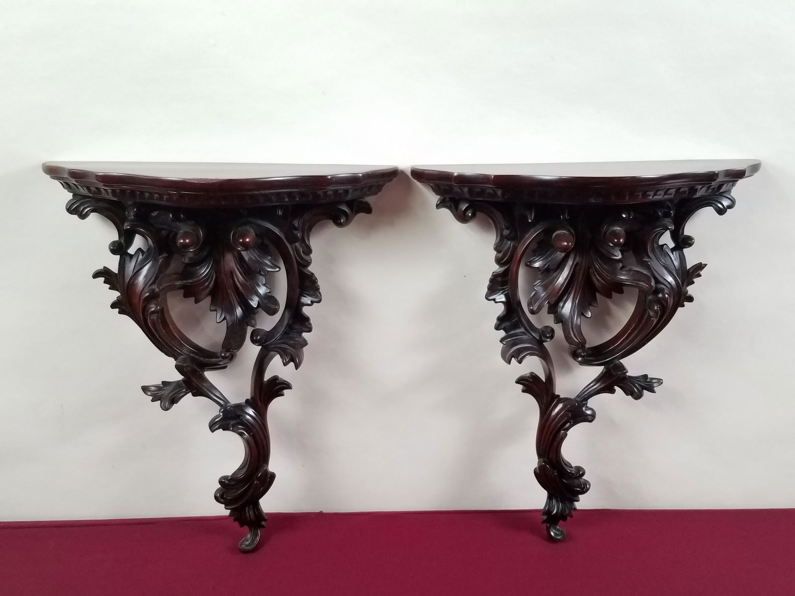 2 Wood Carved Wall Shelves (1 of 5)